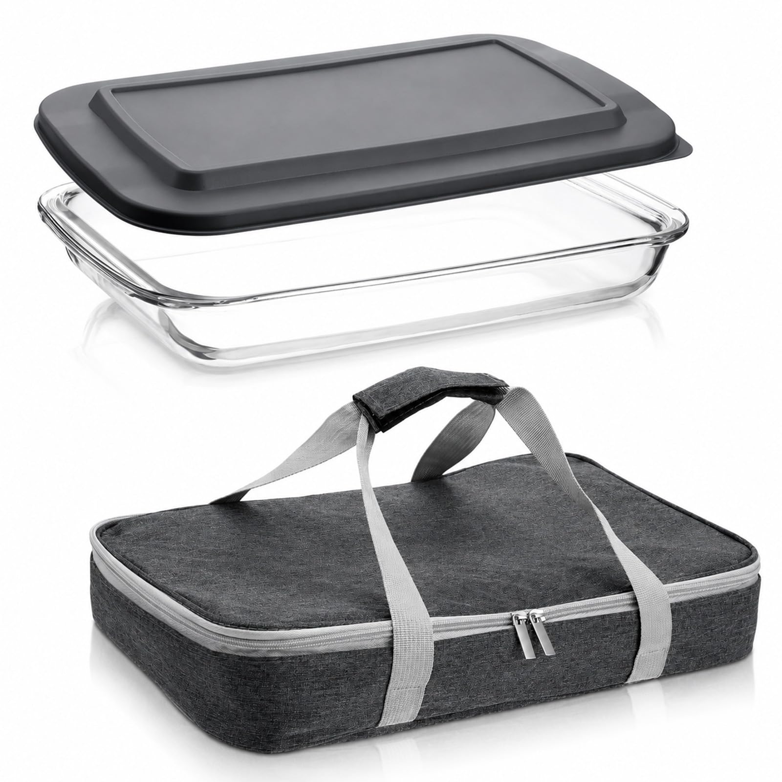 Glass Baking Dish with Lid 9 x 15in Glass Casserole Dish with Bag