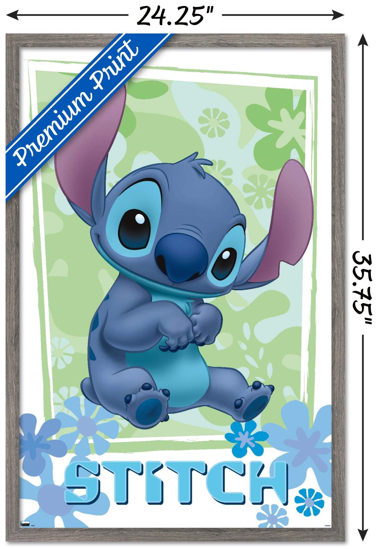 Trends International Disney Lilo And Stitch - Flowers Wall Poster, 22.375'' X 34'', Barnwood Framed Version