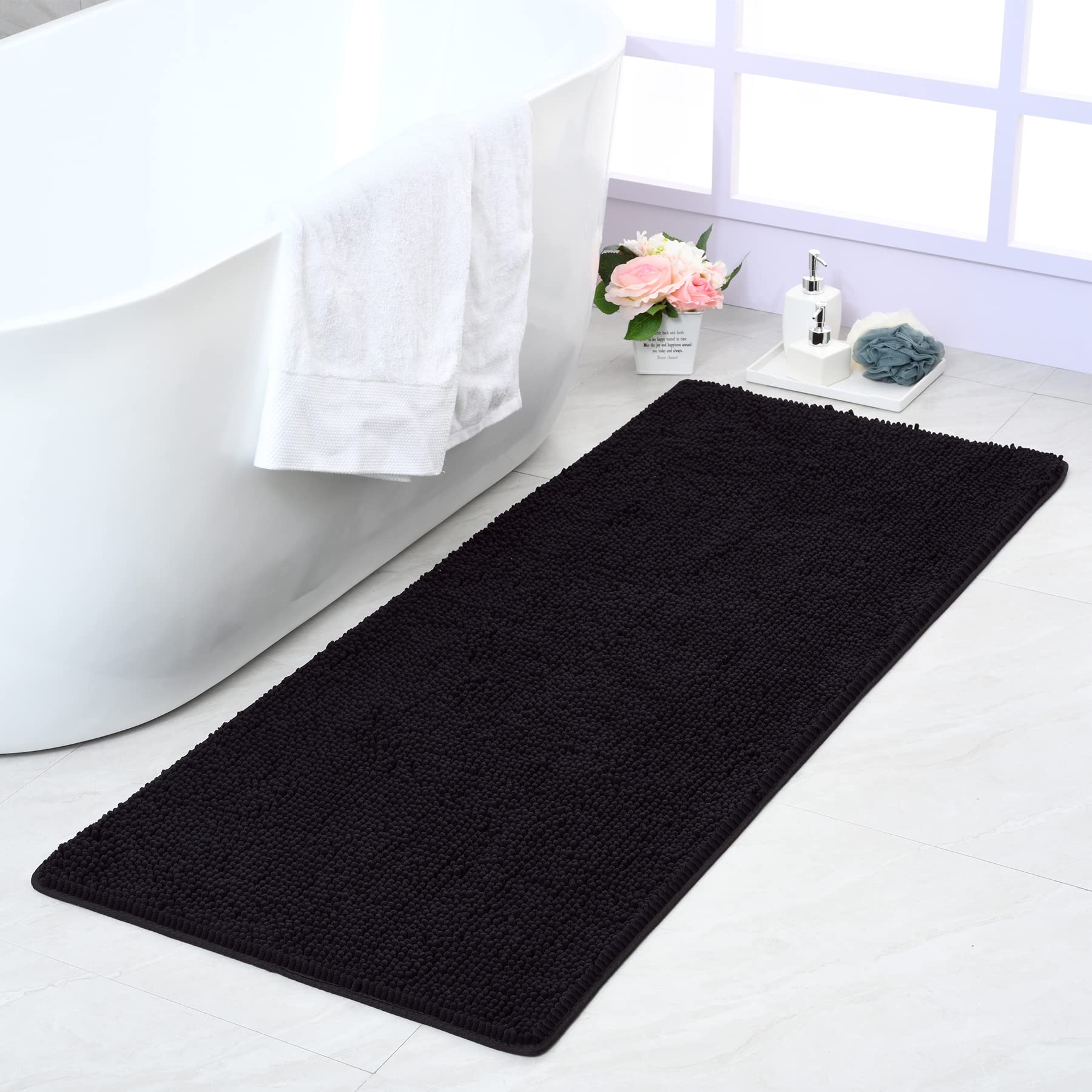 Noahas Bath Rugs 24'' X 70'' Large Runner Bathroom Rug, Soft Luxury Chenille Bathroom Mats With Non-Slip Backing, Throw Absorben
