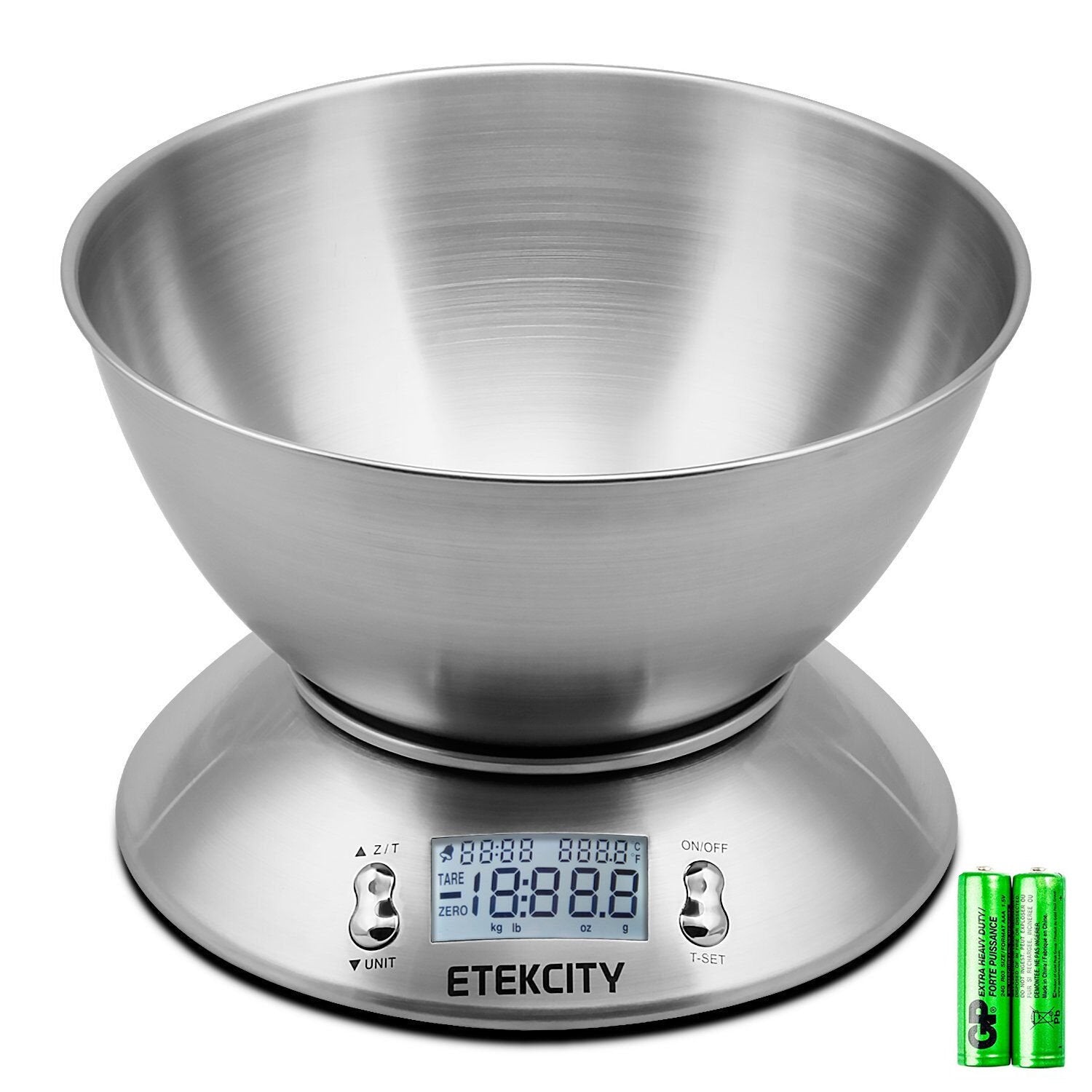 Etekcity Food Kitchen Scale with Bowl, Digital Weight Scale for Food Ounces and Grams, Cooking and Baking, Timer, and Temperatur