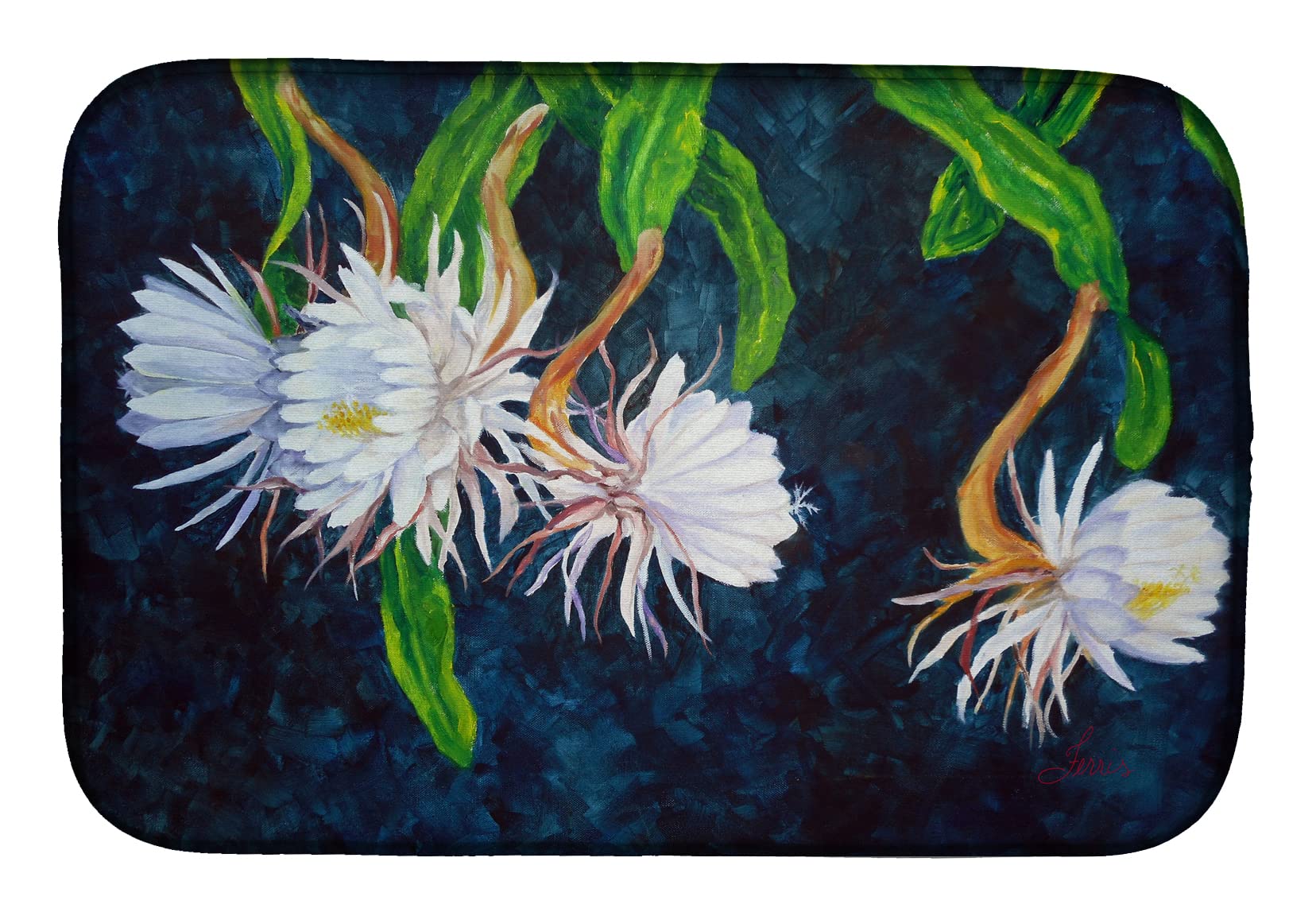 Night Blooming Cereus by Ferris Hotard Dish Drying Mat