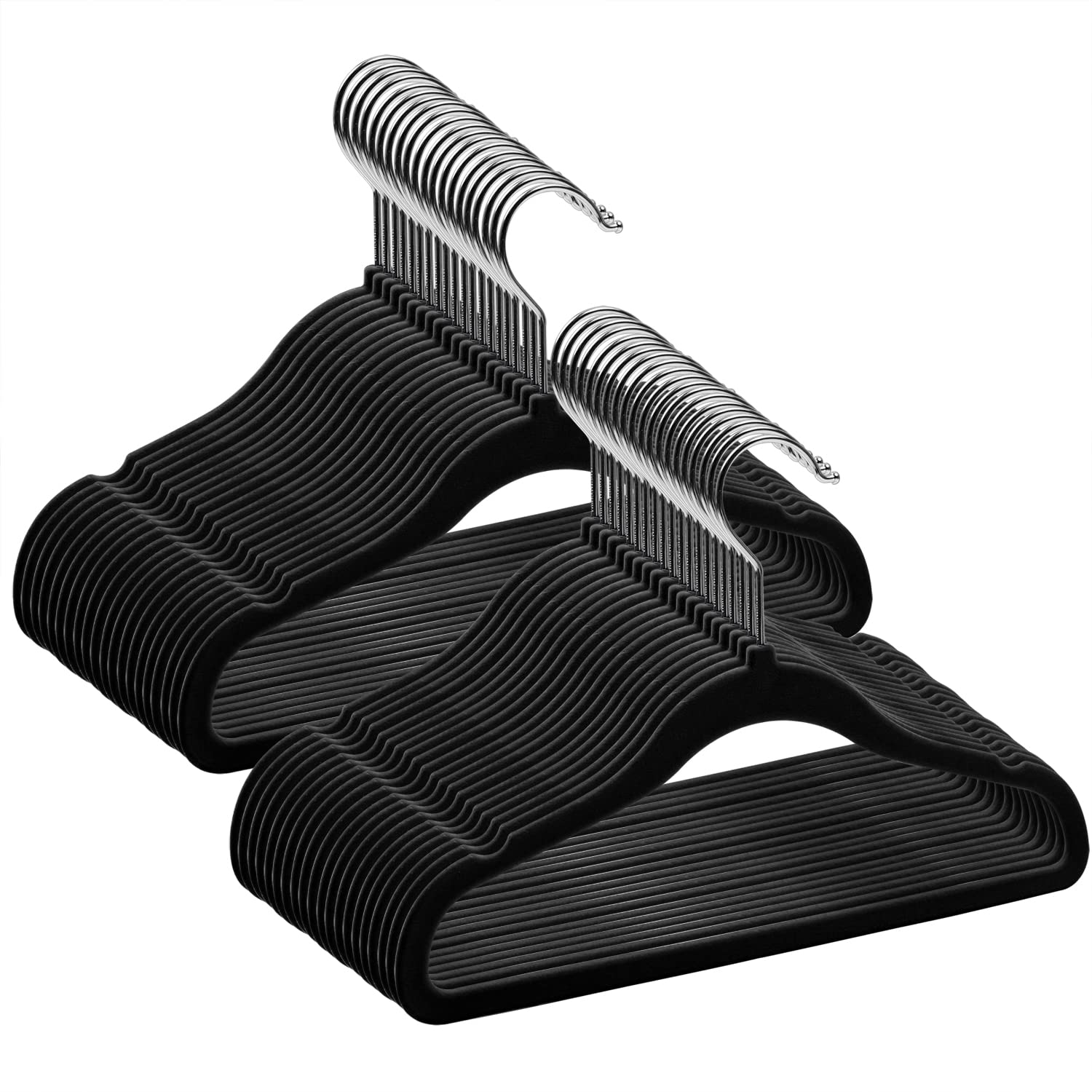 Goodtou Kids Hangers Black Baby Hangers Velvet Non Slip Infant Toddler Hangers 50 Pack Baby Clothes Hangers For Closet