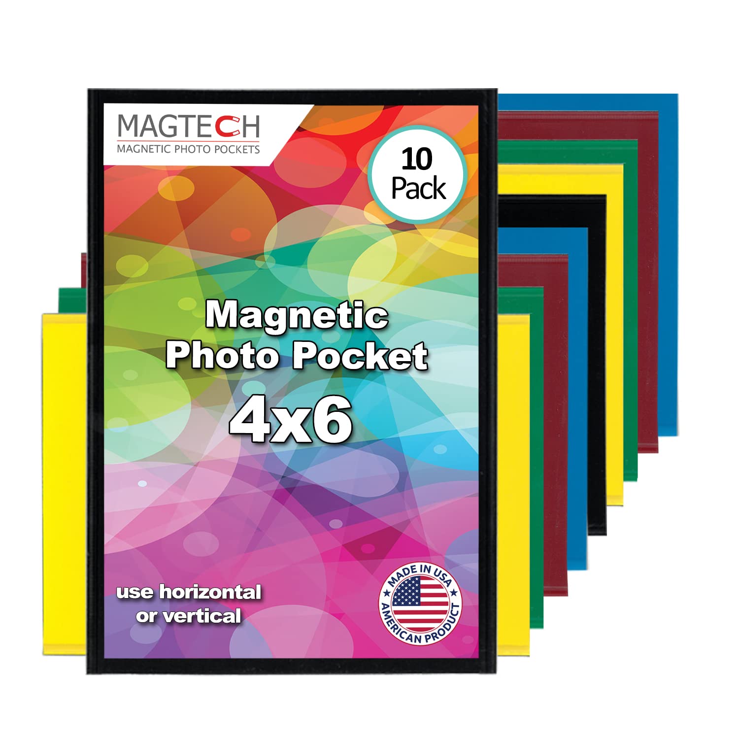 Magtech Magnetic Photo Pocket Picture Frame, Silver, Holds 4x6 Inch Photos, 10 Pack (10146)