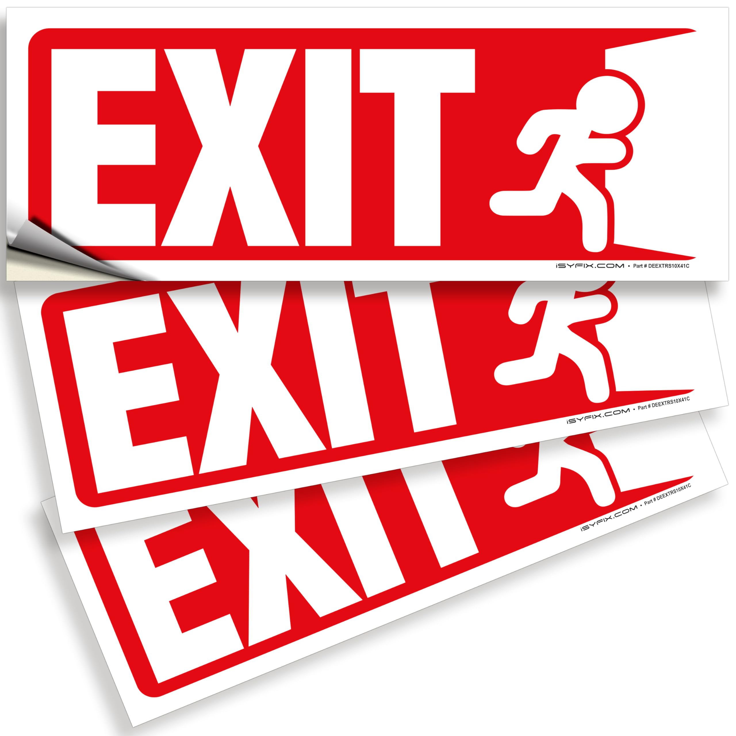 Isyfix Exit Signs Stickers - 3 Pack 10X4 Inch - Premium Self-Adhesive Vinyl, Laminated For Ultimate Uv, Weather, Scratch, Water
