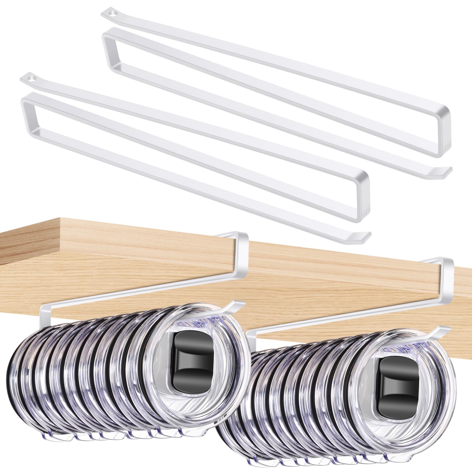 4Pack Tumbler Lid Organizer for Corner Cabinets, Holds 48 Lids (White)