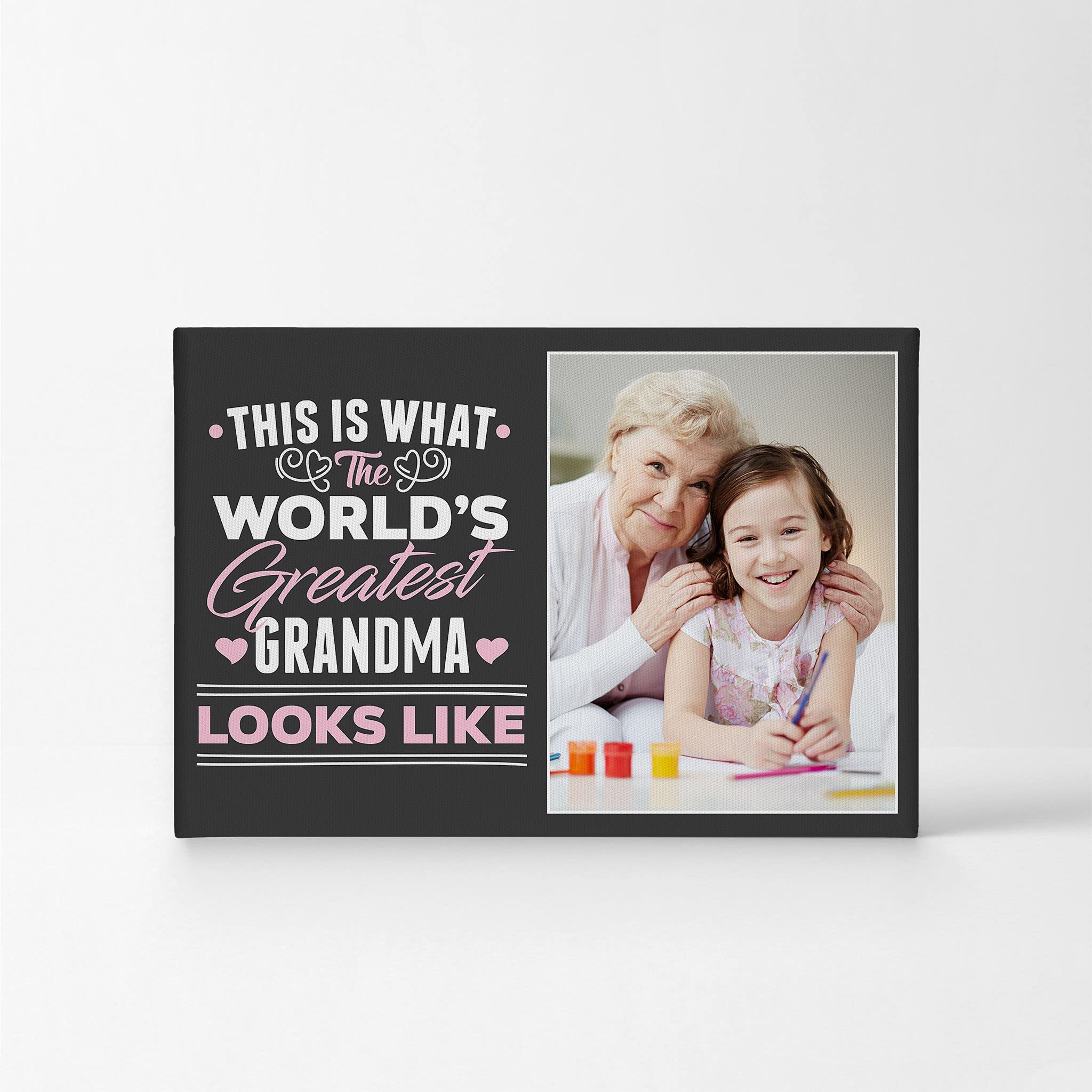 Smile Art Design Custom Photo Print Canvas Print With Your Photo Personalized Photopink World'S Greatest Grandma Personalized Gi