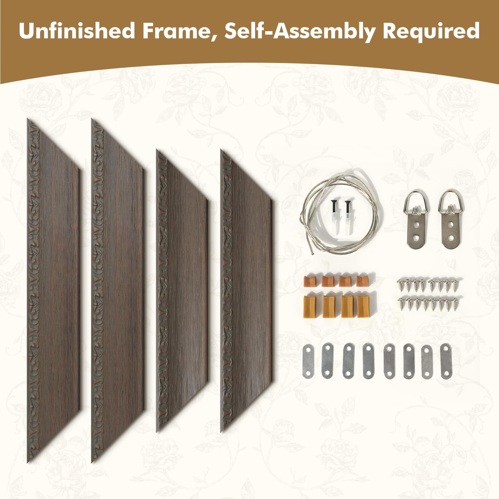 FOLKOR DIY Solid Wood Ornate Frame for 24x30 Rococo Paintings, 3.3 Wide Traditional Canvas Frame for Art Lover Housewarming Birt