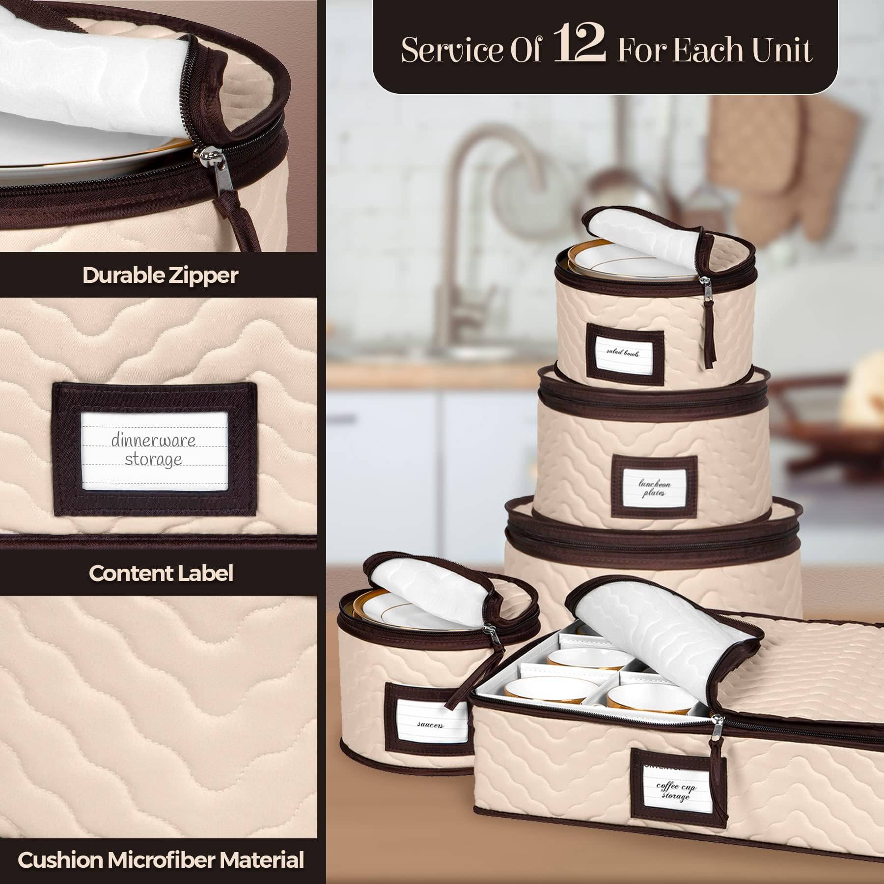 China Storage Containers 5-Piece Set Moving Boxes For Dinnerware, Glasses, Plates, Mugs And Saucers Sturdy Quilted Microfiber Di