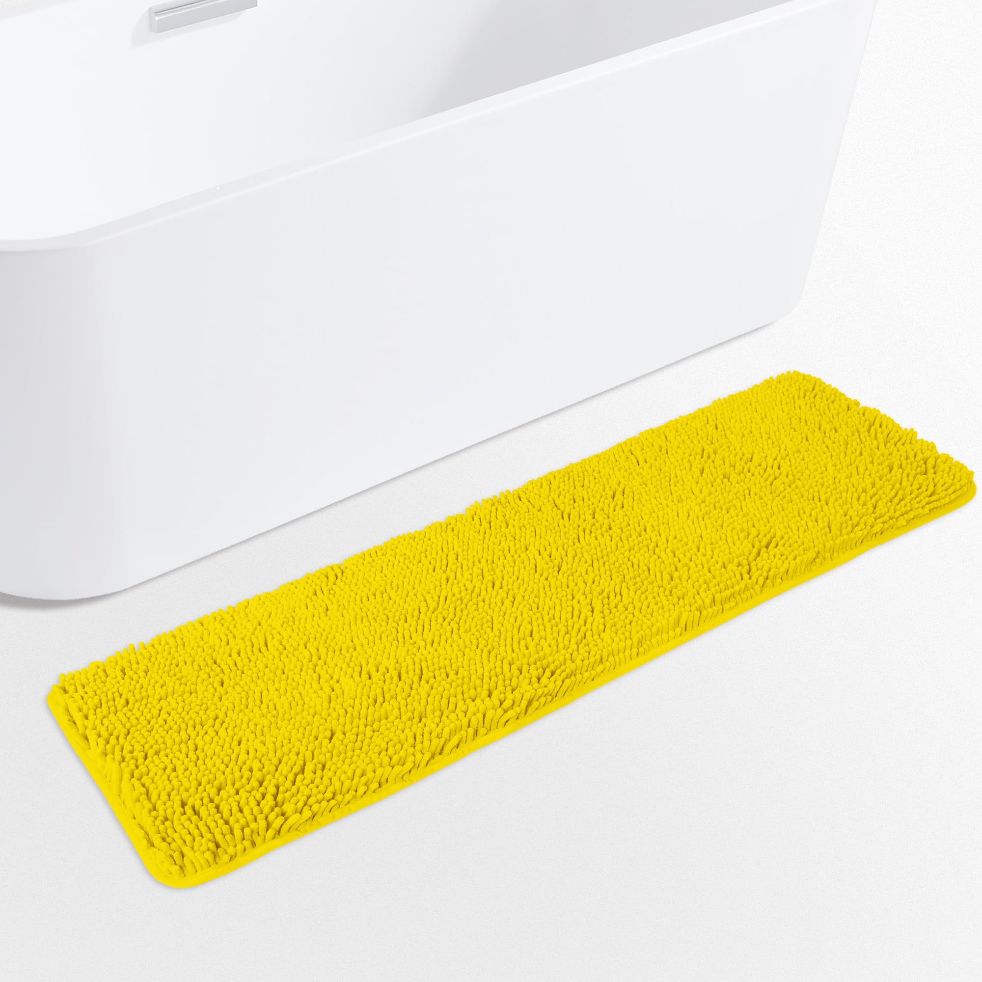 Yeaban Yellow 47 x 17 Bathroom Rug - Thick Chenille Bath Mats | Absorbent and Washable Bath Rug Non-Slip, Plush and Soft Rugs fo