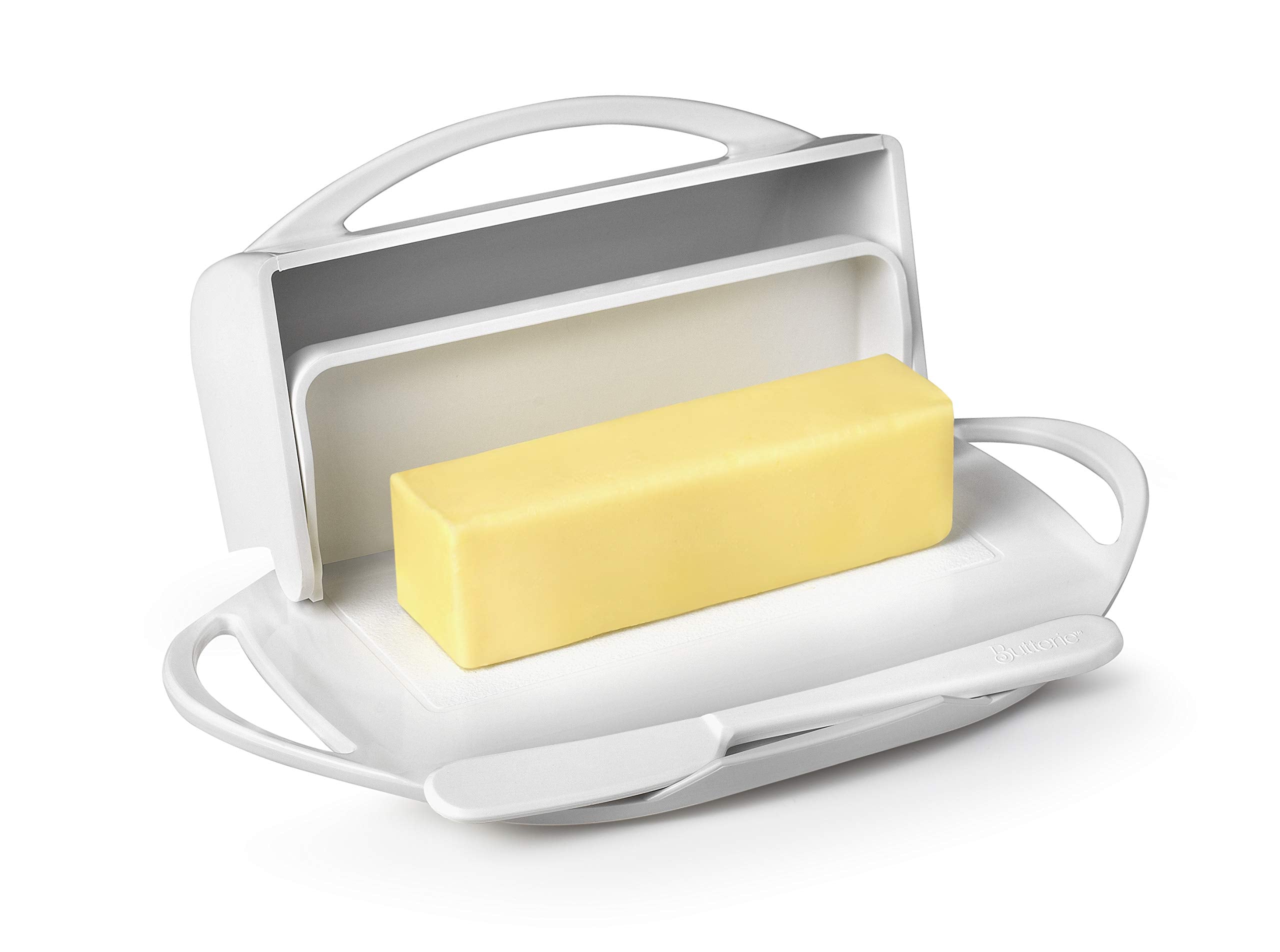 Butterie Flip-Top Butter Dish With Matching Spreader (White)