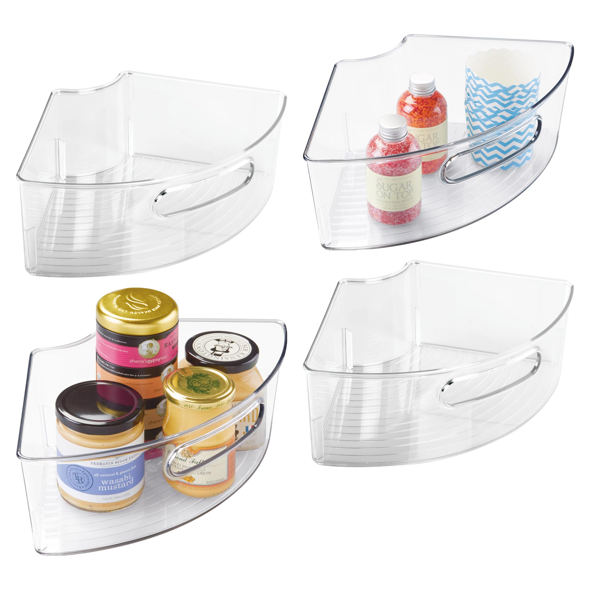 iDesign Plastic Lazy Susan Cabinet Storage Bin, 1/4 Wedge Container for Kitchen, Pantry, Counter, BPAFree, 12.5 in x 6.75in x 4