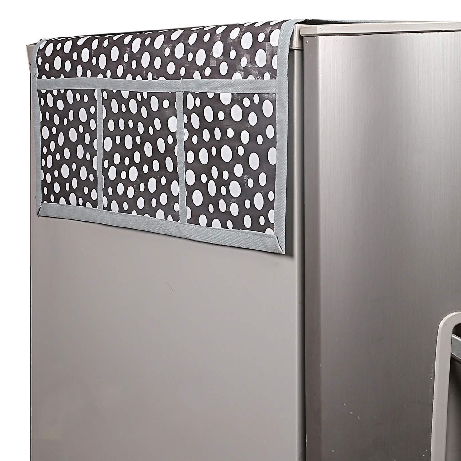 Kuber Industries Polka Dot Pvc Fridge Top Cover - Grey (Ctktc05397)