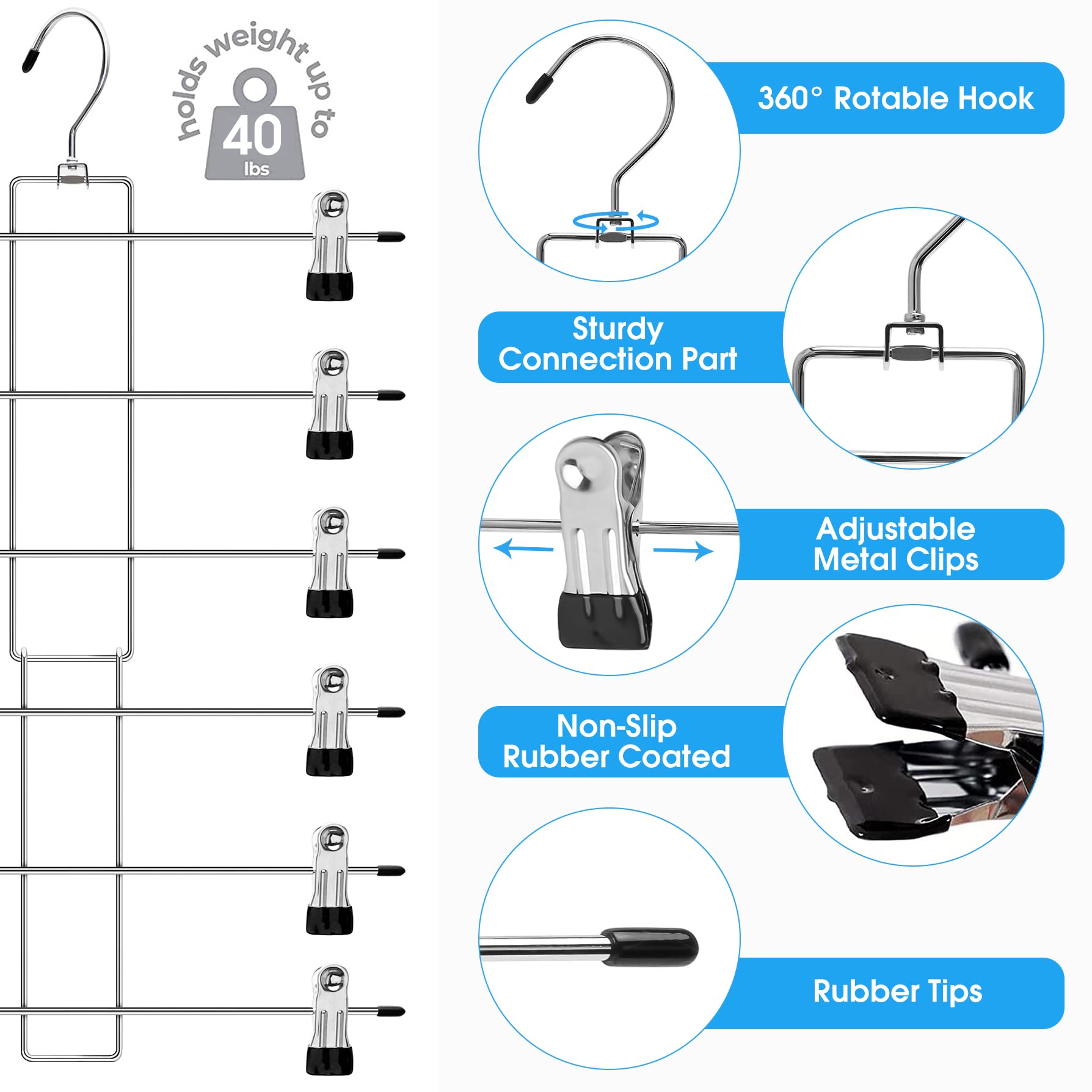 Organization and Storage Skirt Pants Hangers Space Saving 3 Pack 6 Tier Closet Organizers and Storage Closet Storage Home Organization College Dorm Room Essentials for Girls Wardrobe Clothes Organizer