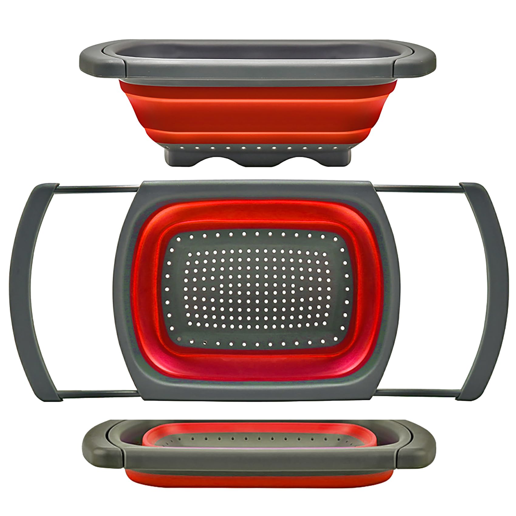 Qimh Colander Collapsible, Over The Sink Veggies/Fruit 6-Quart Strainers And Colanders With Extendable Handles, Folding Strainer