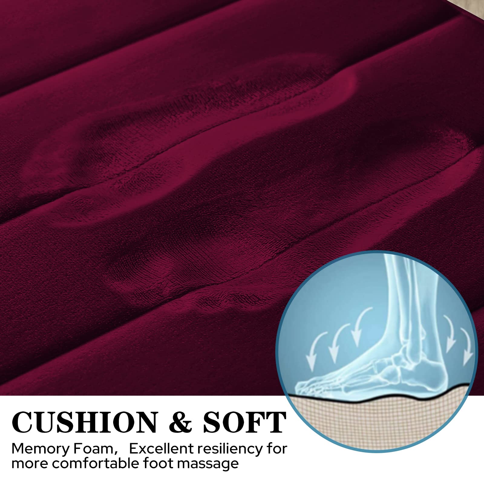 Bysure Bathroom Rugs Sets 2 Piece, Memory Foam Non Slip Extra Soft Absorbent Machine Washable Toilet Bath Mats (Burgundy, 20X32+