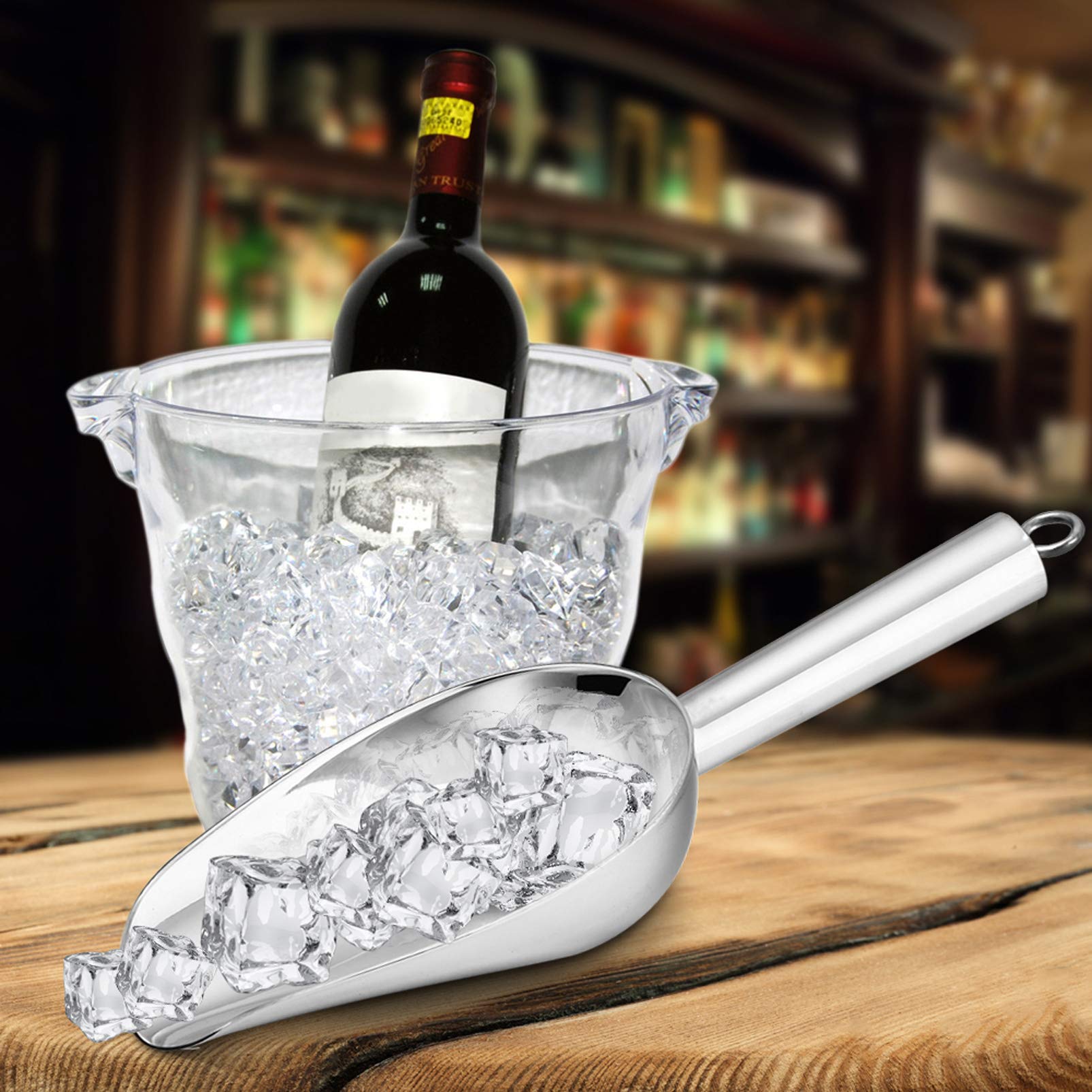 Food Ice Scoop, 24 Ounce Big Stainless Steel Scoop, P&P Chef Metal Candy Popcorn Flour Utility Scoop For Wedding Party Bar Kitch