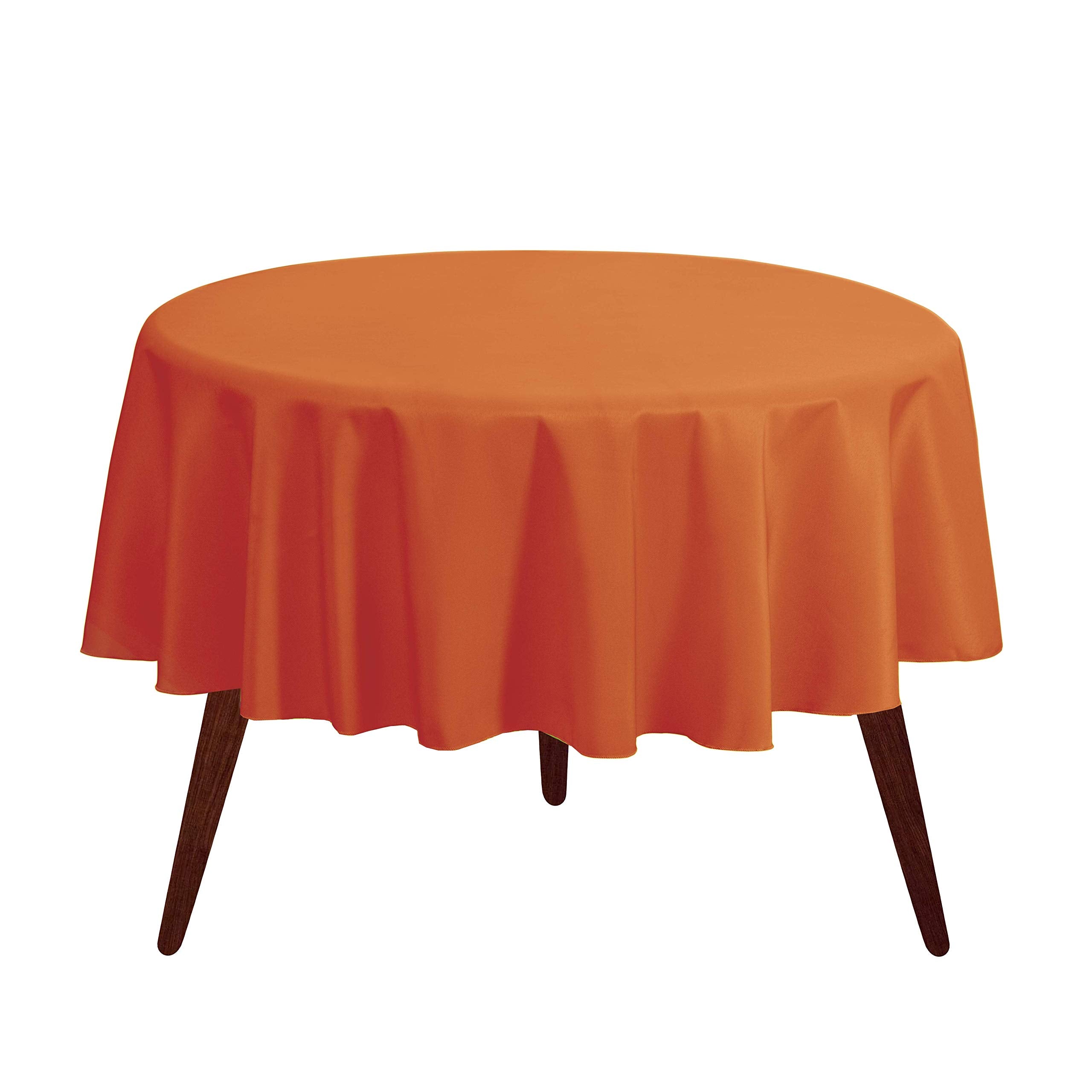 Gee Di Moda Round Tablecloth - 90 Inch Orange Round Table Cloth For 30 To 60 Inch Round Tables - Heavy Duty Washable Fabric - Fo