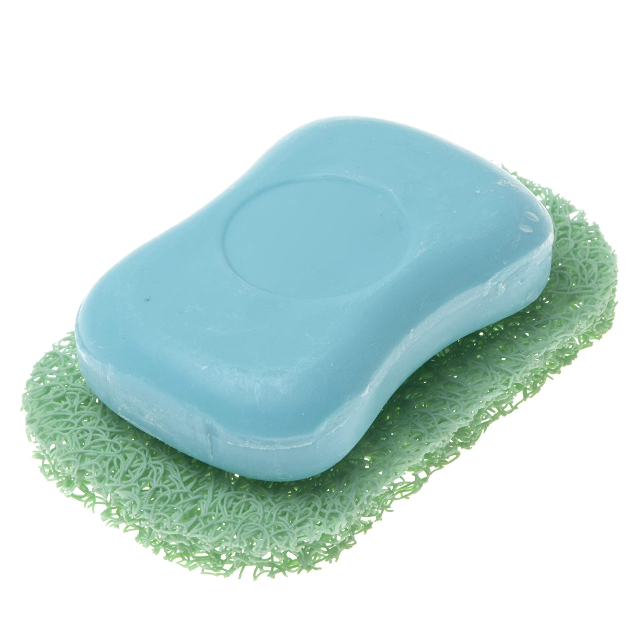 Snowkingdom 4 Pack Green Soap Saver Draining Lift Pad 2.9 '' x 4.5 '' PVC BPA-free Non-Slip Durable