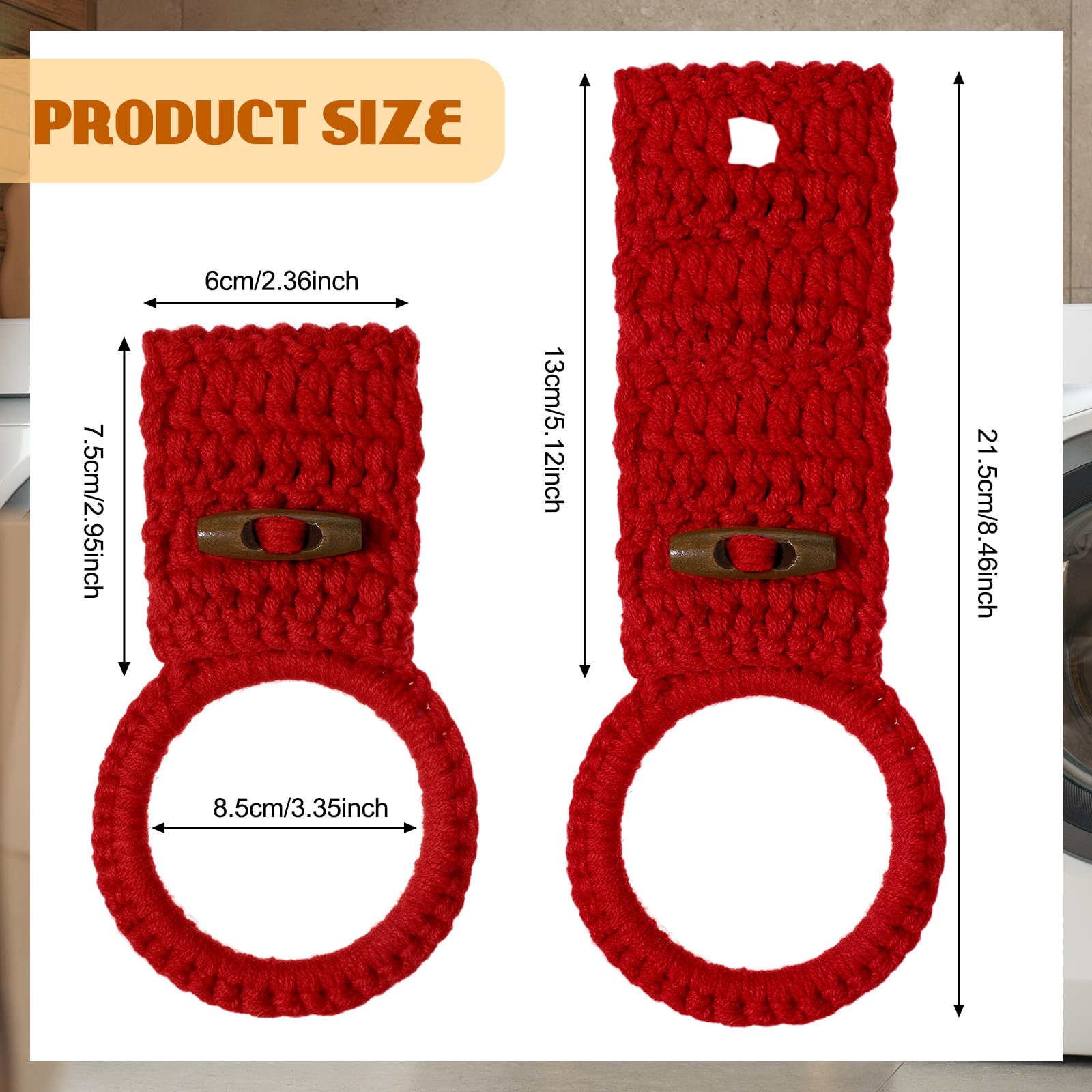 Hoolerry 8 Pcs Hanging Kitchen Towels Ring Crochet Hanging Dish Towel Holder Kitchen Towel Hanger With Hanging Loop Button For H
