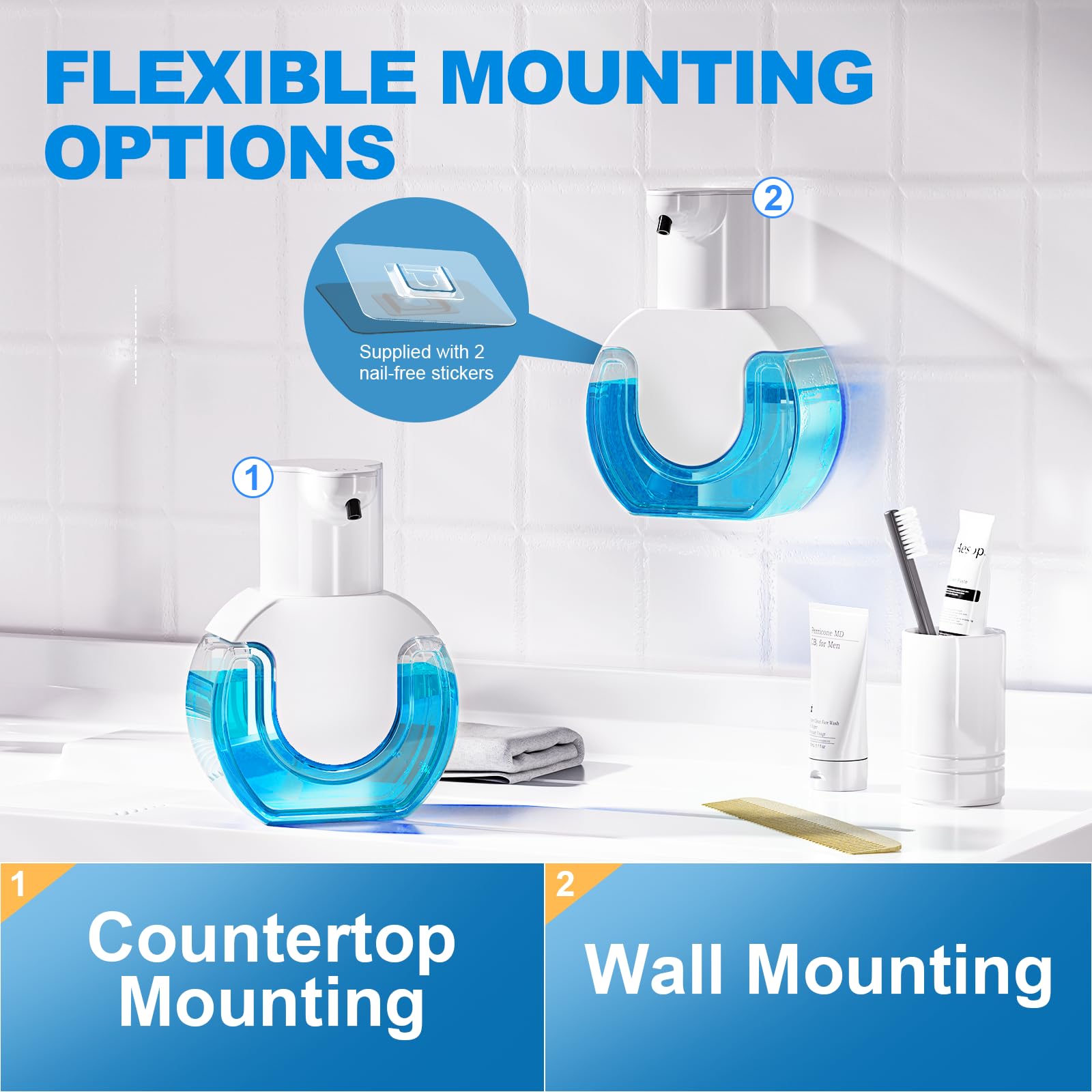 Automatic Foaming Soap Dispenser 15Oz/420Ml Foaming Hand Sanitizer Touchless Wall Mount With 4Levels Adjustable Free Touch Elect