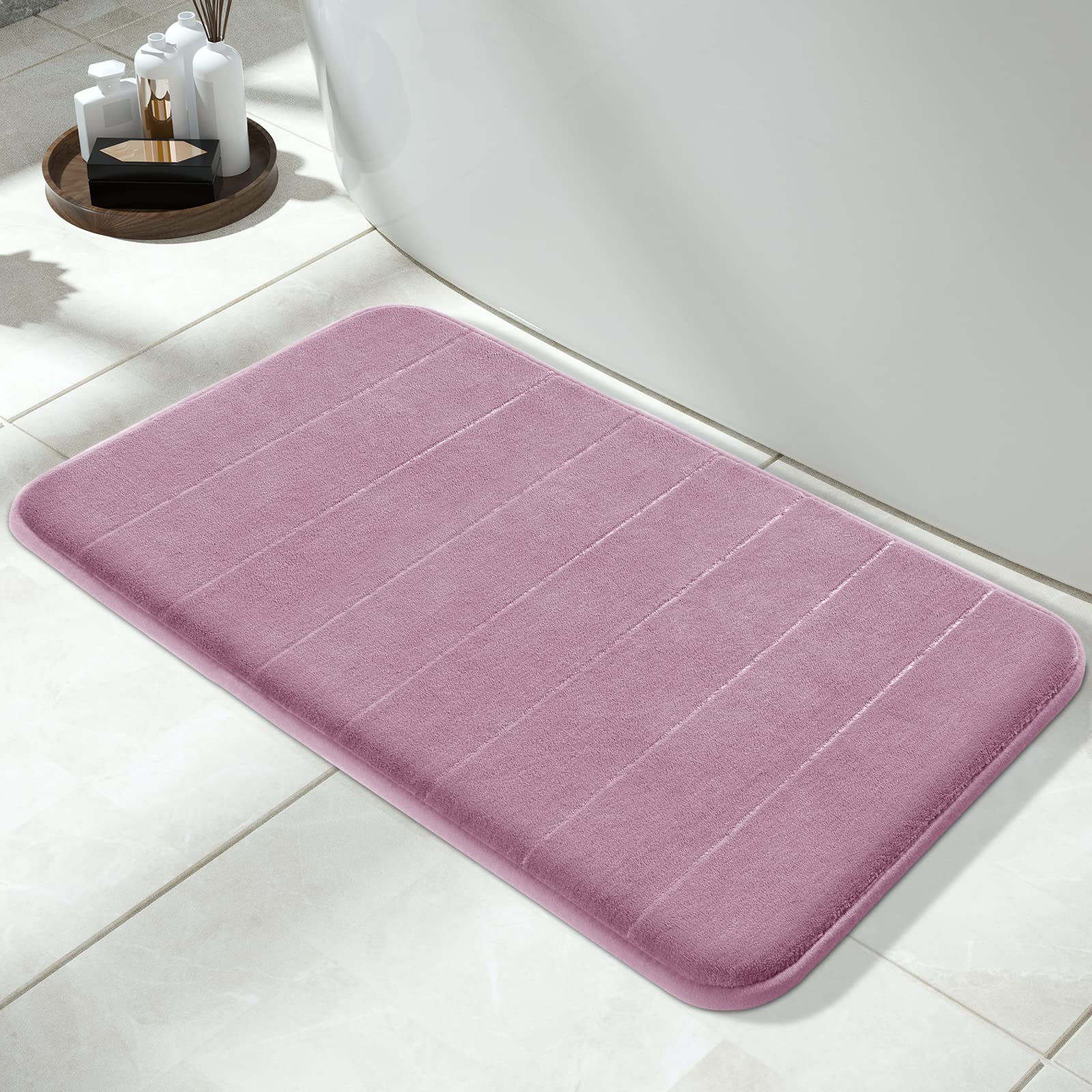 Yimobra Memory Foam Bath Mat Large Size, 31.5 X 19.8 Inches,Soft And Comfortable, Super Water Absorption, Non-Slip, Thick, Machi