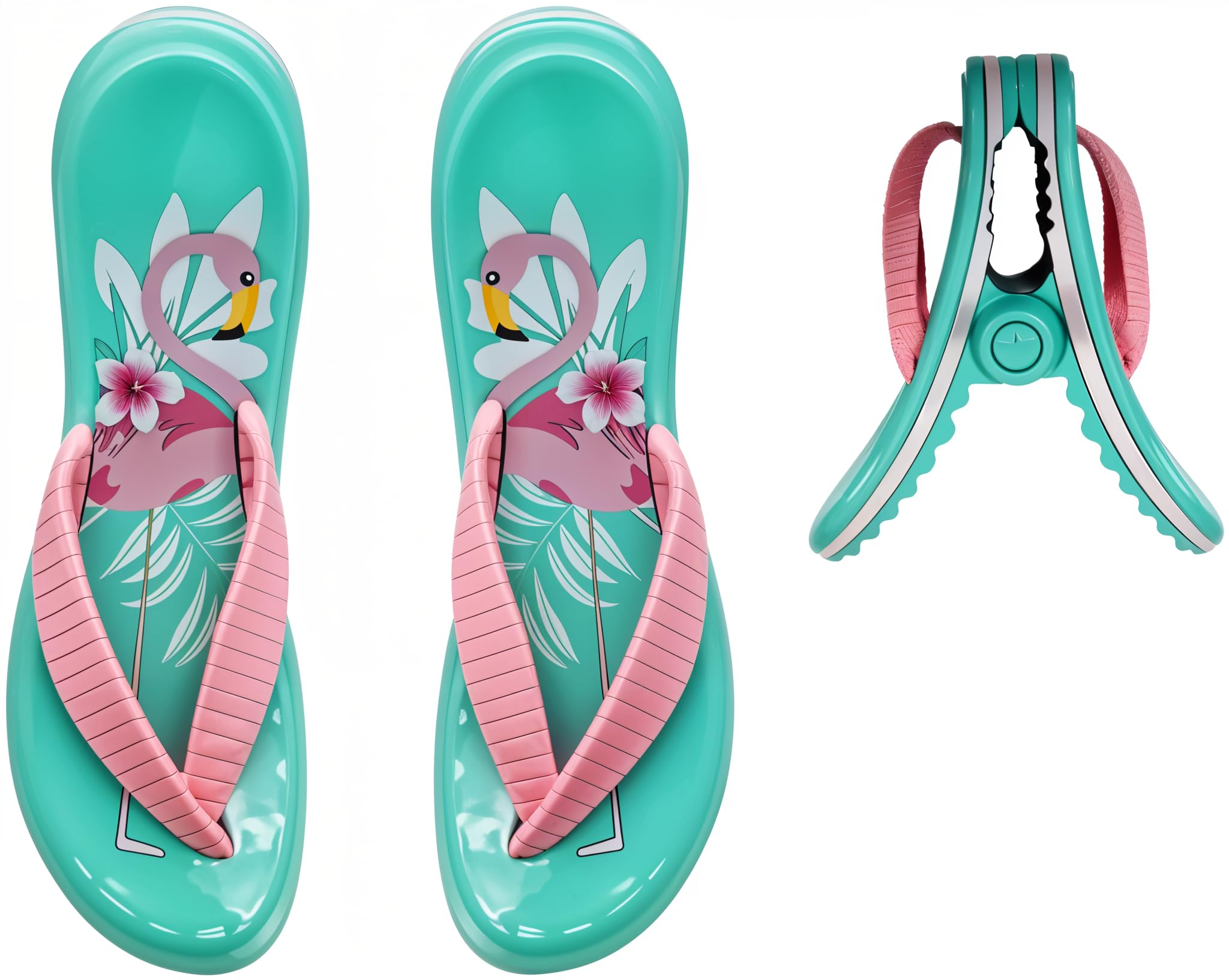 PERFORMORE Flip Flop Beach Towel Clips (Turquoise)  Set of 2  Portable Towel Holder Clips  Secure Clips for Beach Chairs Deck Patio Pool Boat Cruise Lounge Chair Accessories