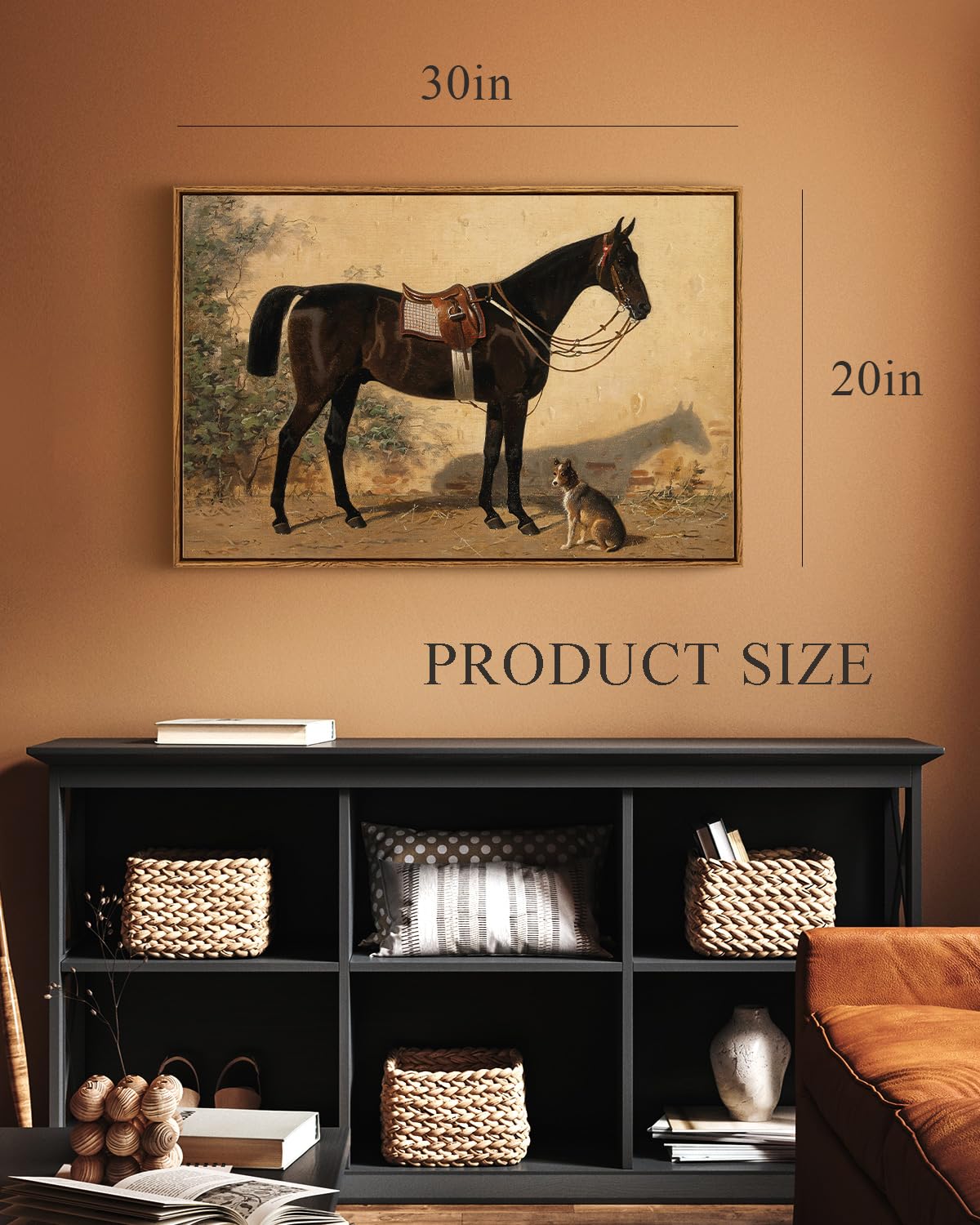 Arpeotcy Framed Canvas Horse Large Wall Art, Horse Art Print For Home Decor, Farmhouse Country Wall Decor For Living Room, Bathr