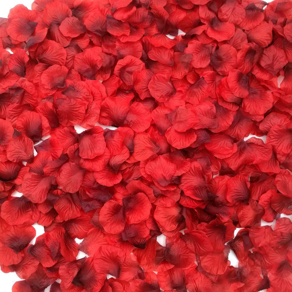 CODE FLORIST 1100 PCS Dark-Red Silk Rose Petals for Valentines Day,Romantic Night,Wedding,Proposal Anniversary Flower Decoratio