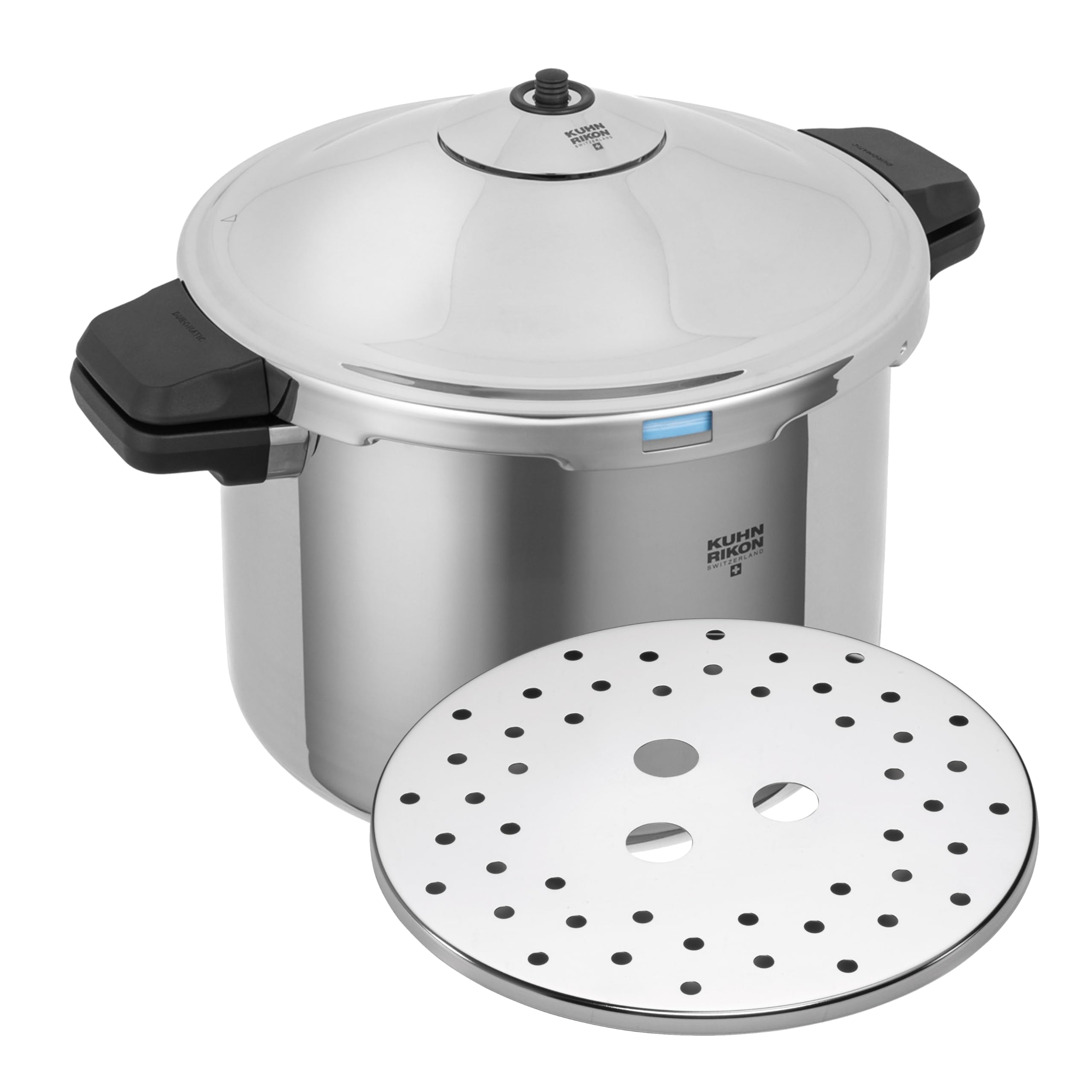 Kuhn Rikon DUROMATIC Pressure Cooker 11    8.45 qt family of 6 wide base for better braising, Stainless