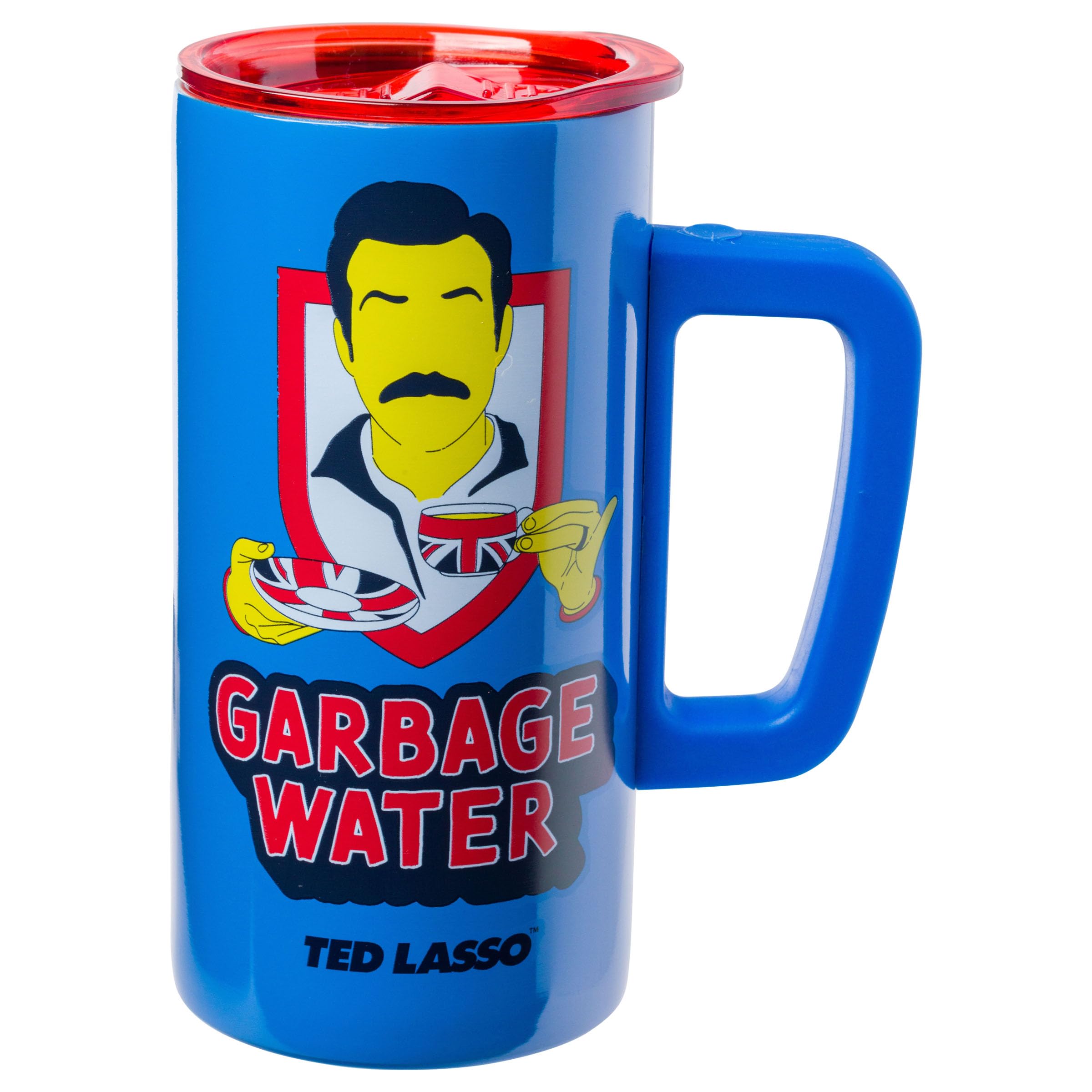 Silver Buffalo Ted Lasso Garbage Water Double Wall Stainless Steel Coffee Mug with Handle, 15 Ounces