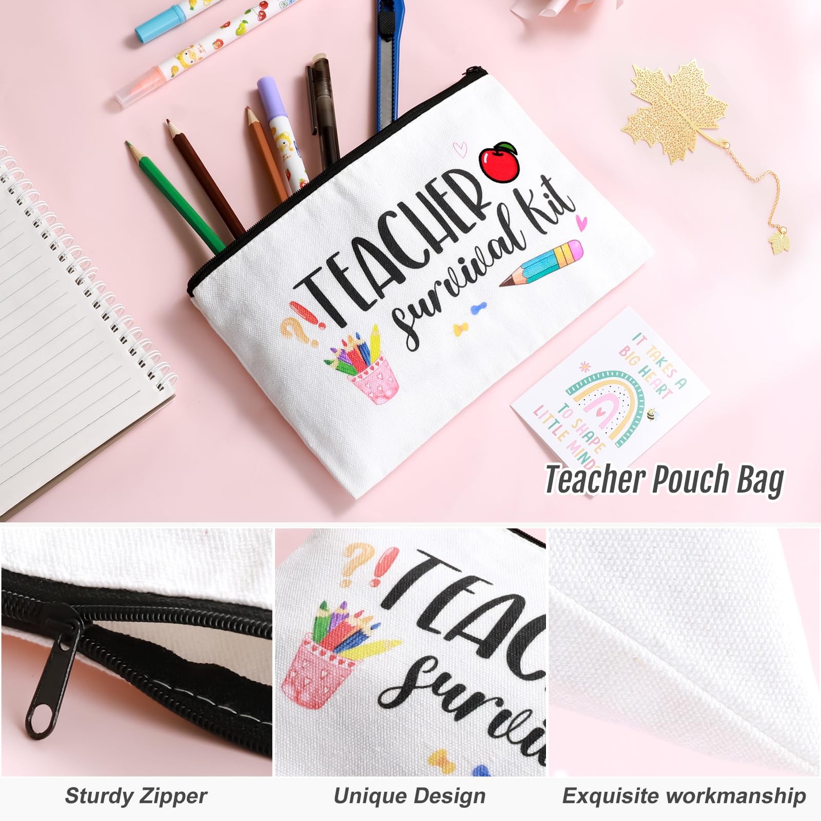 GunFawn Teacher Appreciation Gift Set: 20 oz Tumbler, Pouch Bag, Socks & Thank You Basket for Birthday/Christmas & Back to School