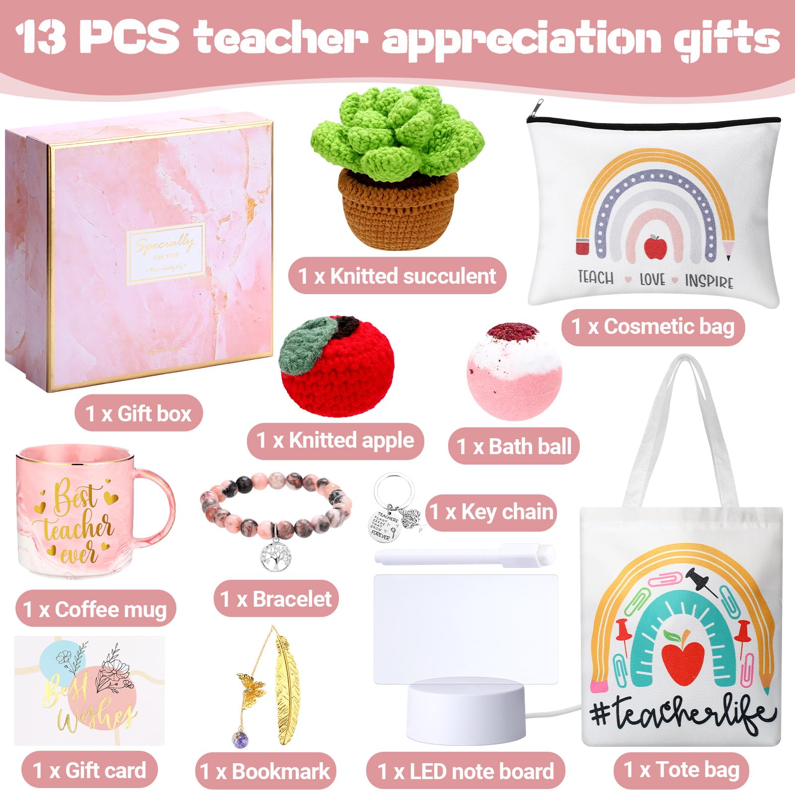 Capoda 13 Pcs Teacher Appreciation Gifts Box Thank You Gifts For Teacher Best Teacher Gifts For Women Teacher Birthday Gift Idea