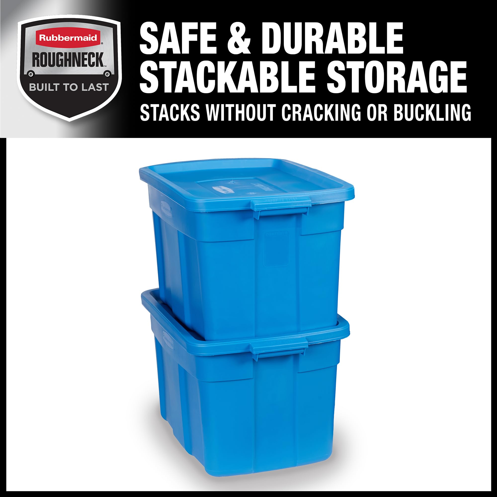 Rubbermaid Roughneck? 25 Gallon Storage Totes, Pack Of 4, Durable Stackable Storage Containers With Lids, Nestable Plastic Stora