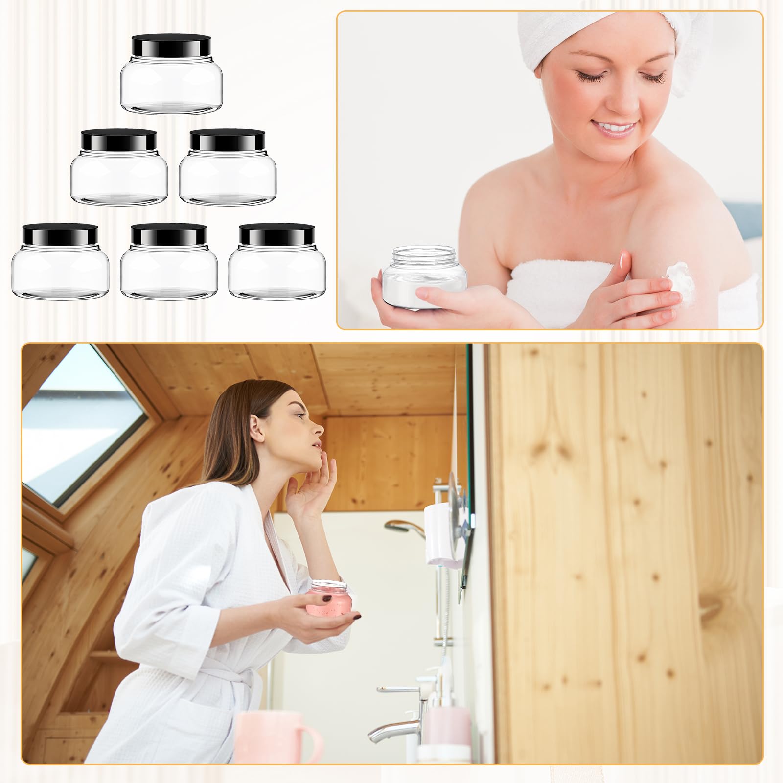 30 Pack Clear Body Scrub Jars 8Oz Clear Plastic Jars With Lids Sugar Scrub Containers Empty Refillable Containers Round Low Prof