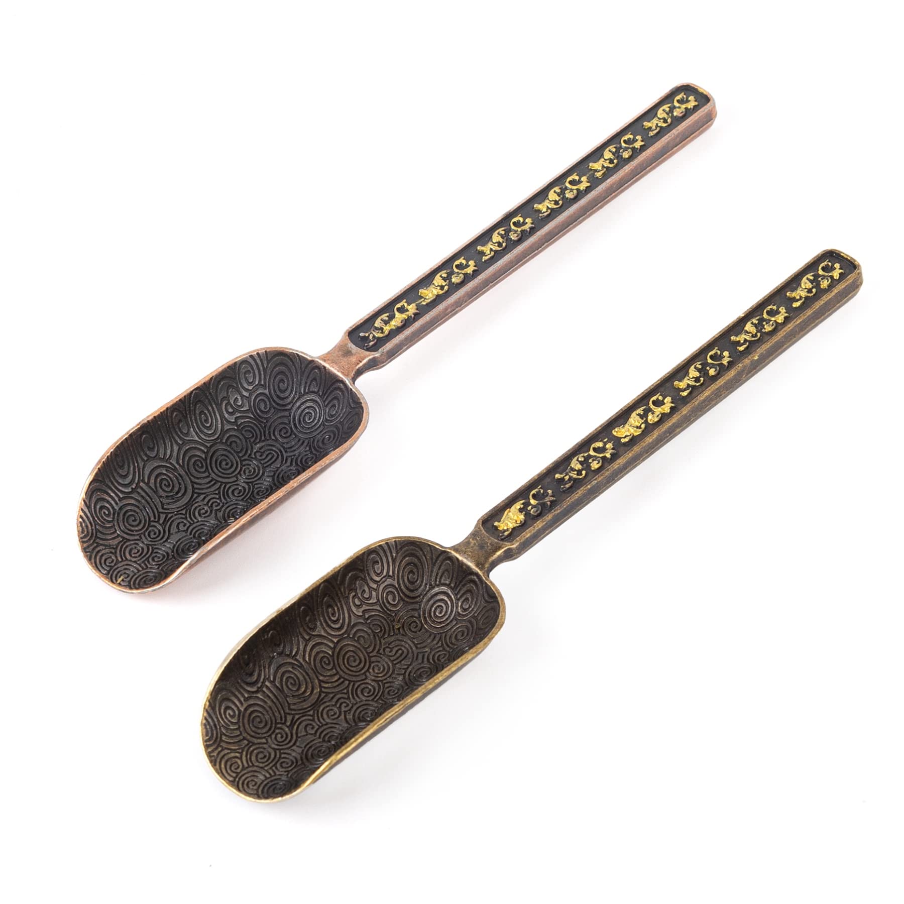 Auear, 2 Pack Vintage Loose Leaf Tea Scoops Coffee Scooper Copper Metal Measuring Shovel Spoons