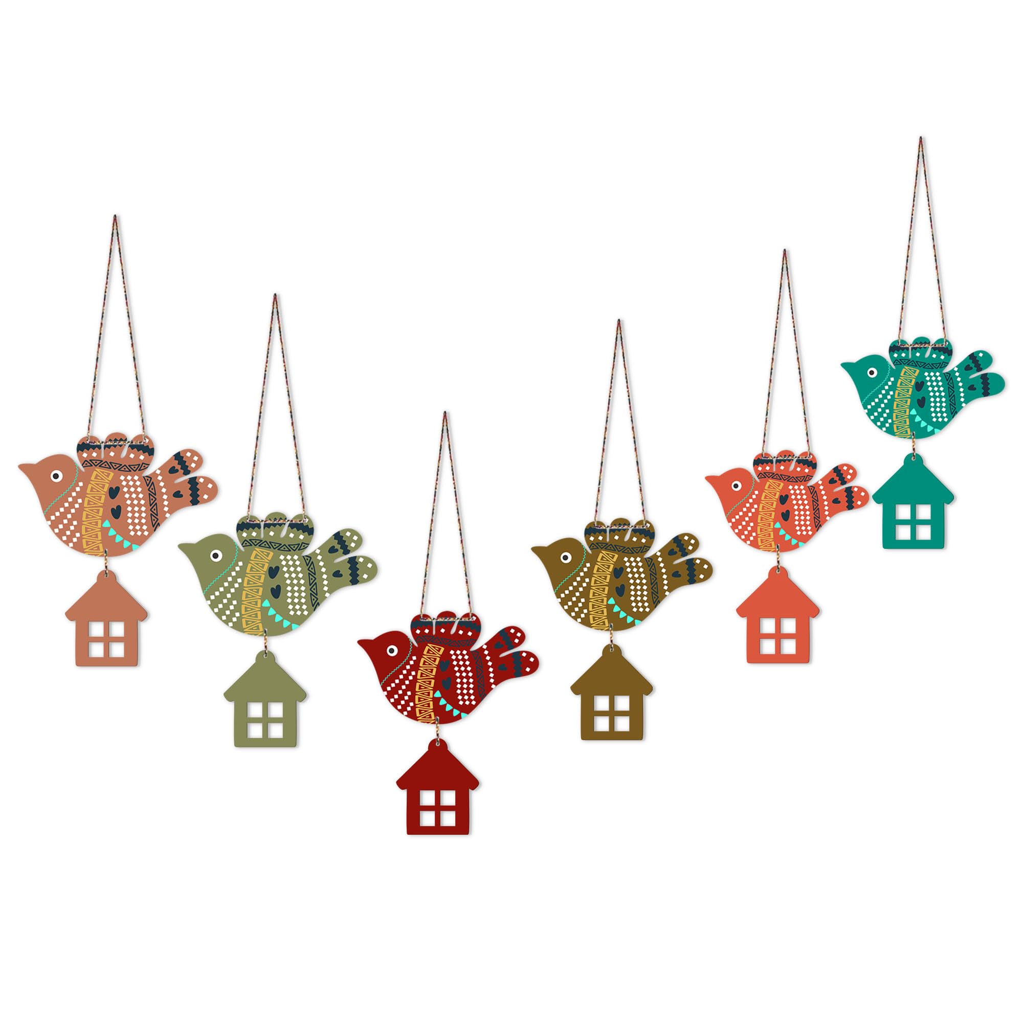 Artvibes Multicolored Flying Birds Wooden Art Decoration Item For Home | Living Room | Office | Cafe | Painting Wall Decor | Wal