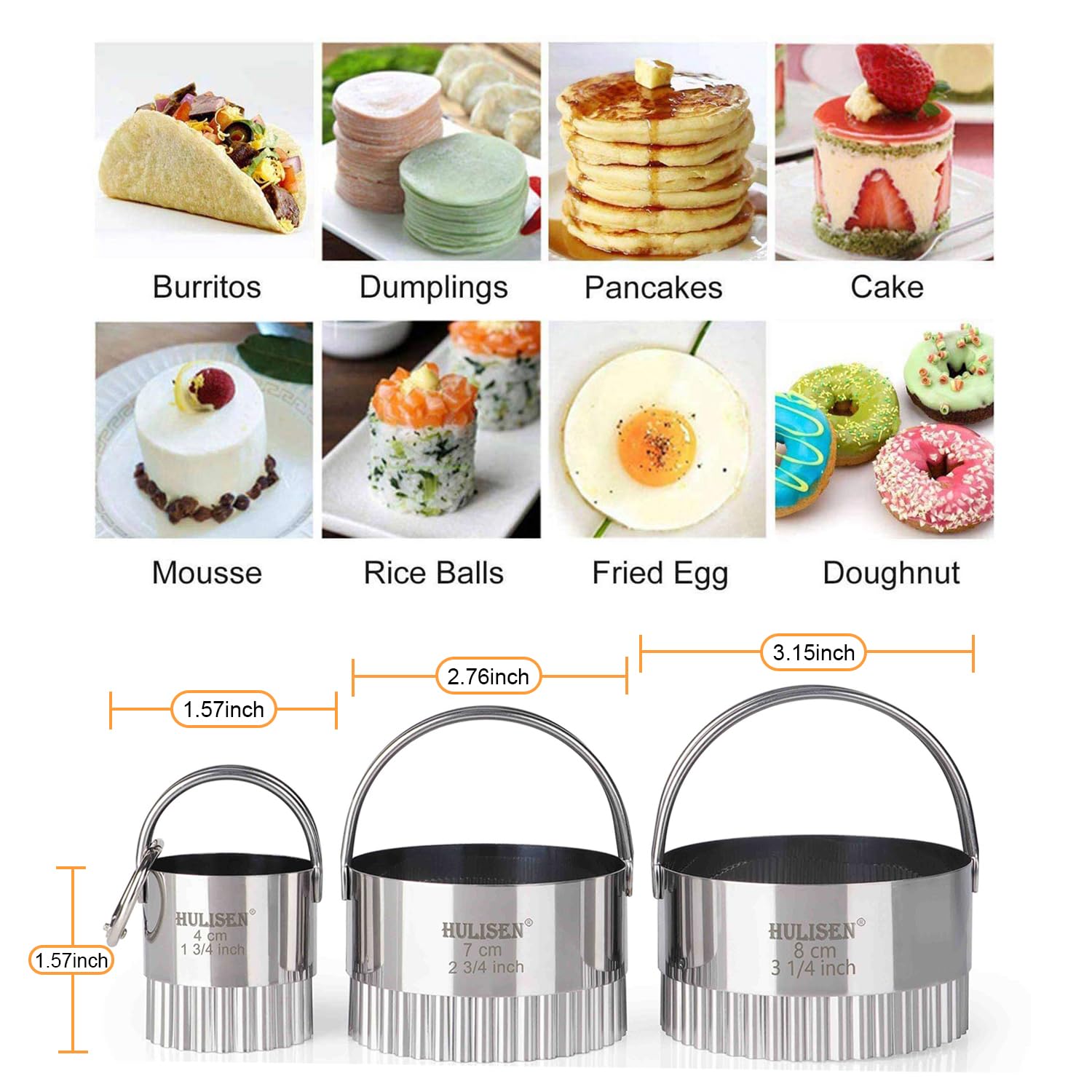 Hulisen Biscuit Cutter Set (3 Pieces/Set), Round Cookies Cutter With Handle, Professional Baking Dough Tools (Wave)