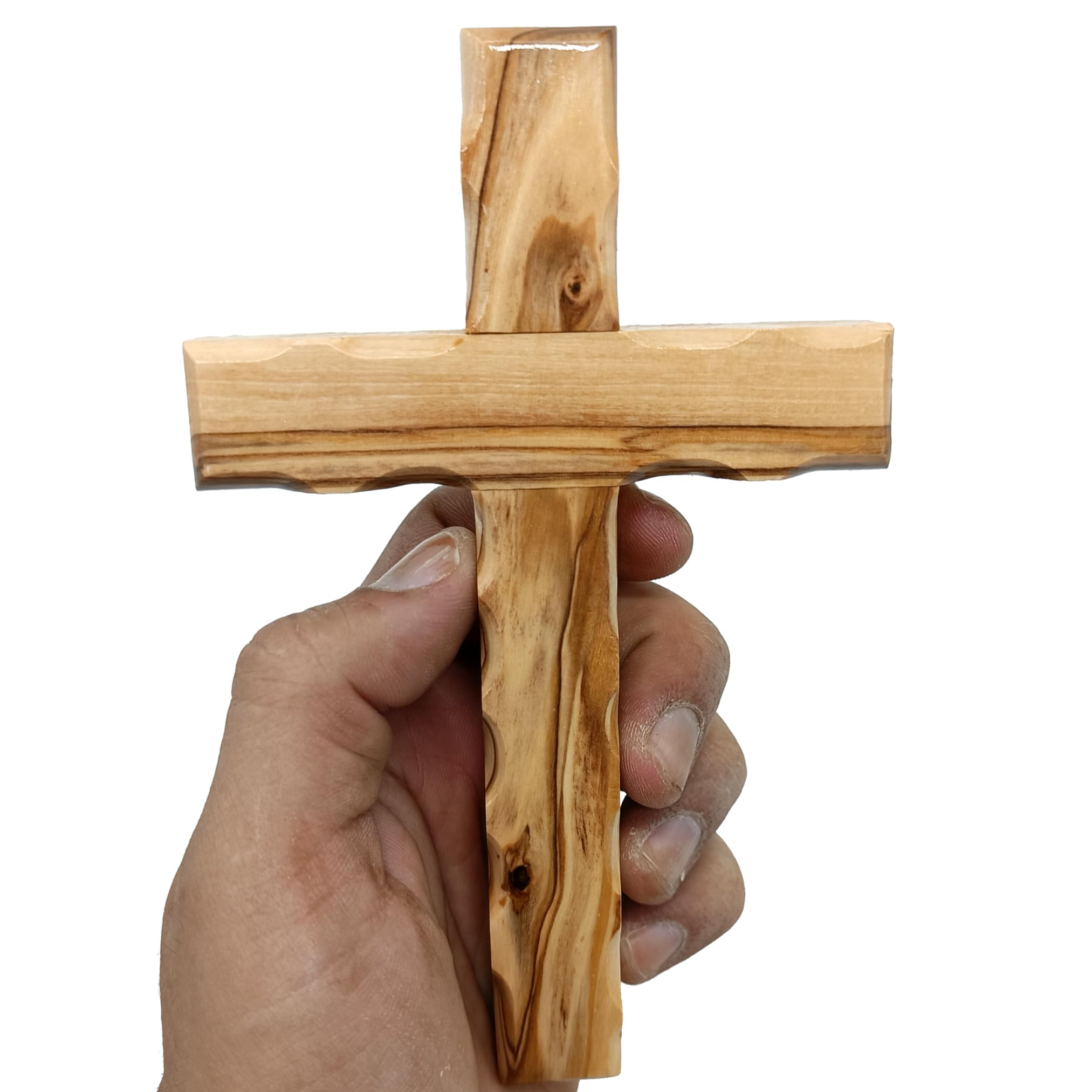 Zuluf 6.2 Olive Wood Plain Wall Cross | Christian Handmade Wooden Cross for Wall from Jerusalem Holy Land | Wall Cross for Home 