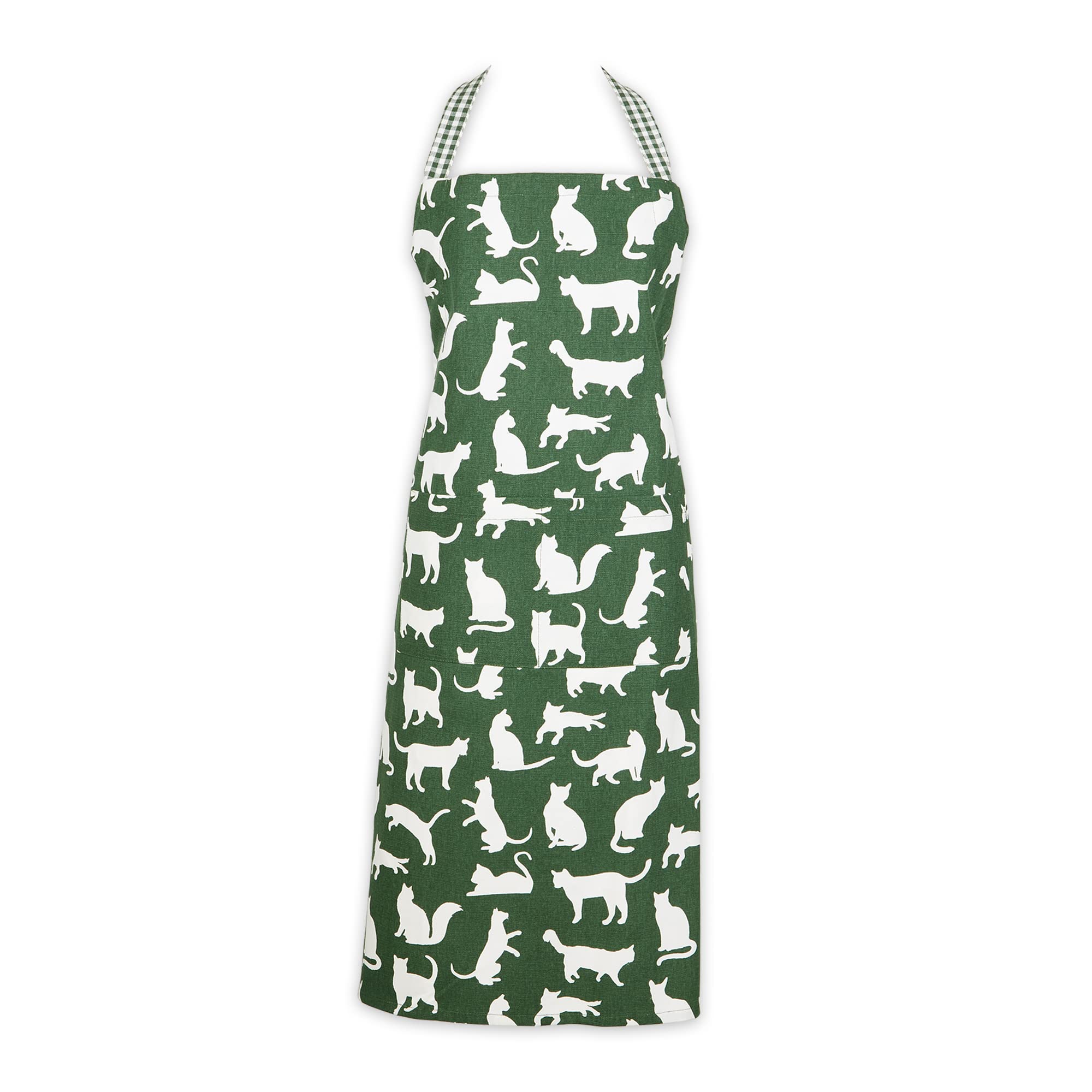 HUNTER GREEN CAT PRINT CHEF APRON