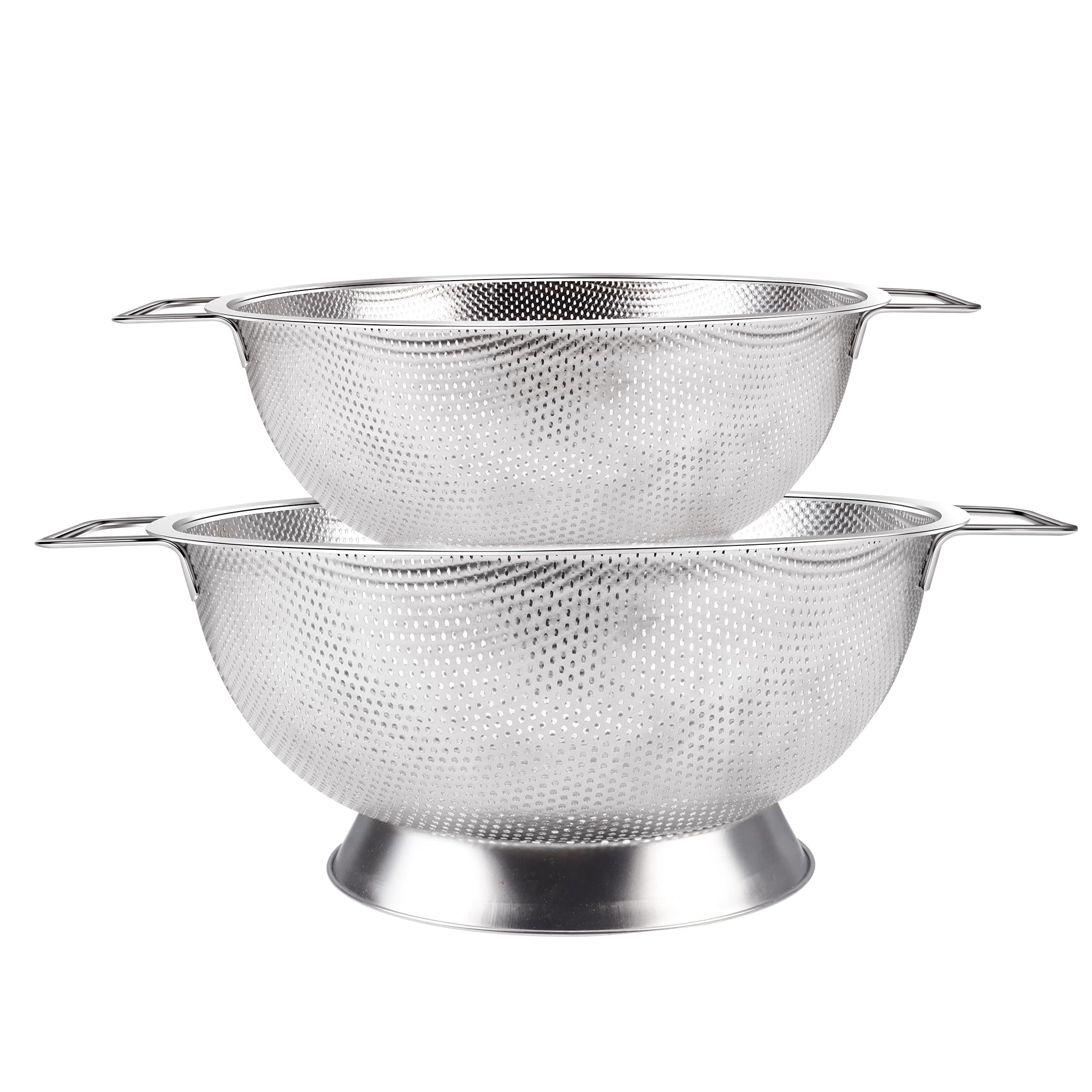 Gulex Stainless Steel Colander And Strainer Set(5-Quart And 3-Quart), Strainer For Kitchen Food, Dishwasher Safe