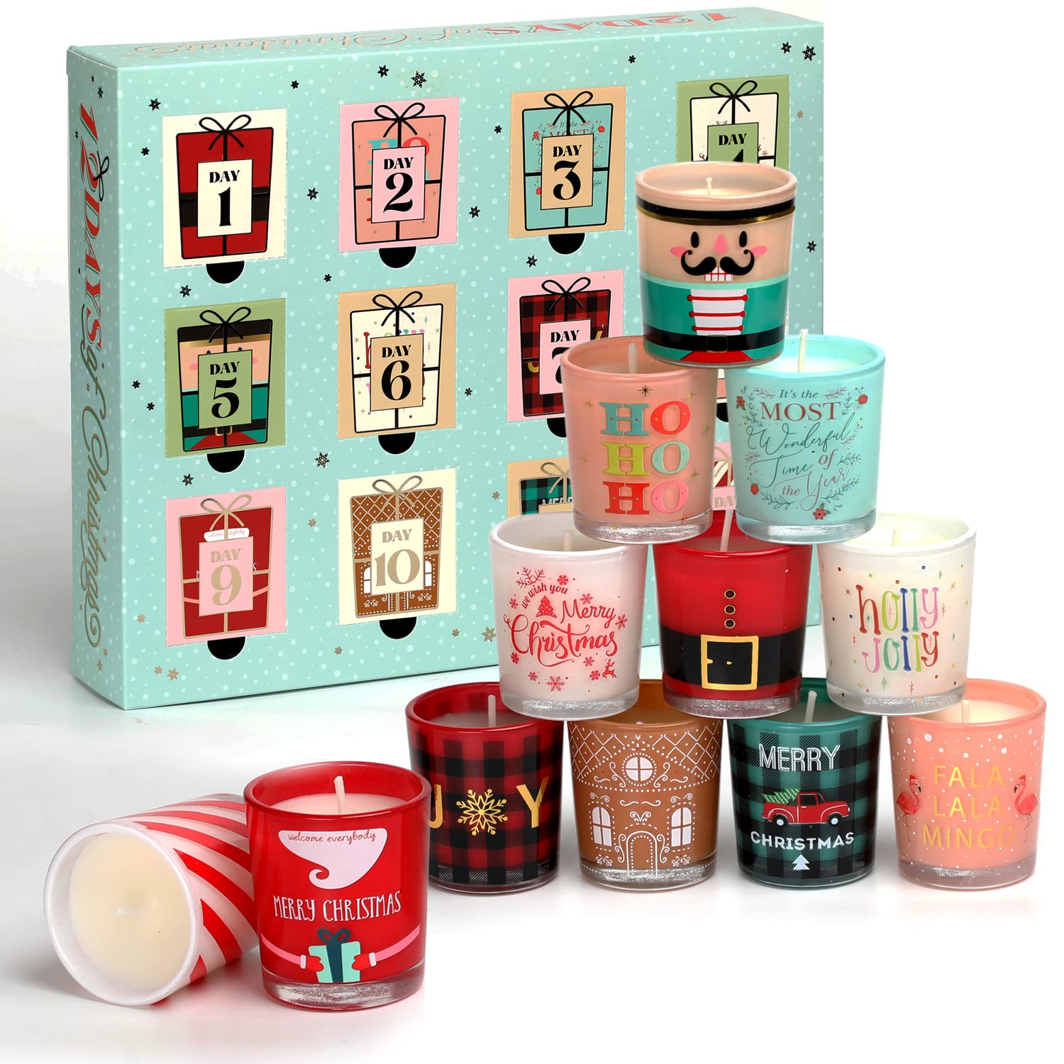 12 Days Christmas Scented Candles Gift Set for Women Advent Calendar Candle Gift 12PCS 1 oz Soy Wax Candles Christmas Birthday G