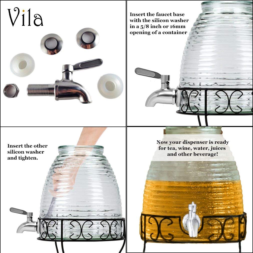 Vila Replacement Spigot For Beverage & Water Dispenser, Stainless Steel No-Rust Spout Faucet, Excellent Continuous Flow, Sturdy