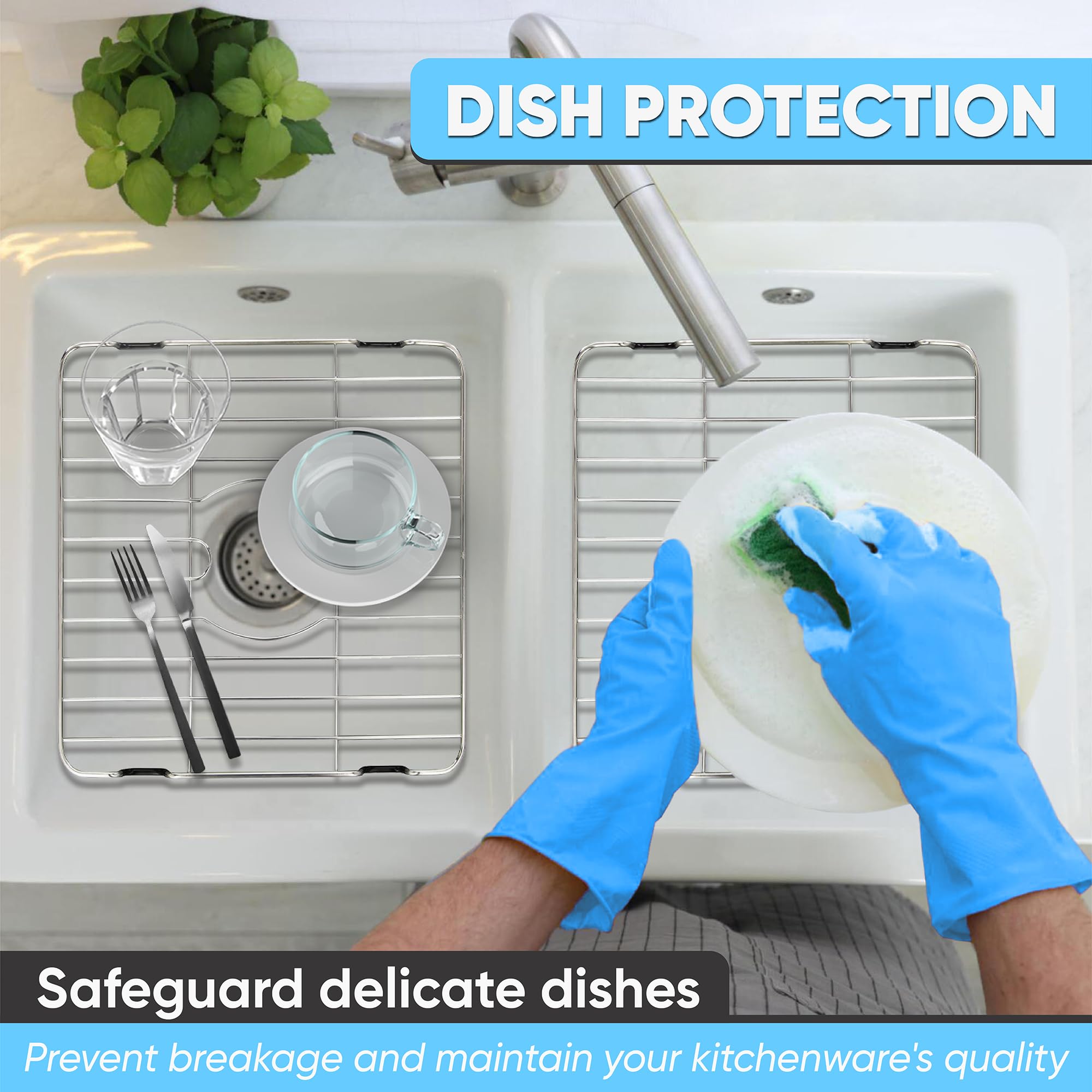 Better Houseware Stainless Steel Sink Protector Sink Mat Stainless Steel Sink Rack For Bottom Of Sink Protectors For Kitchen Sin