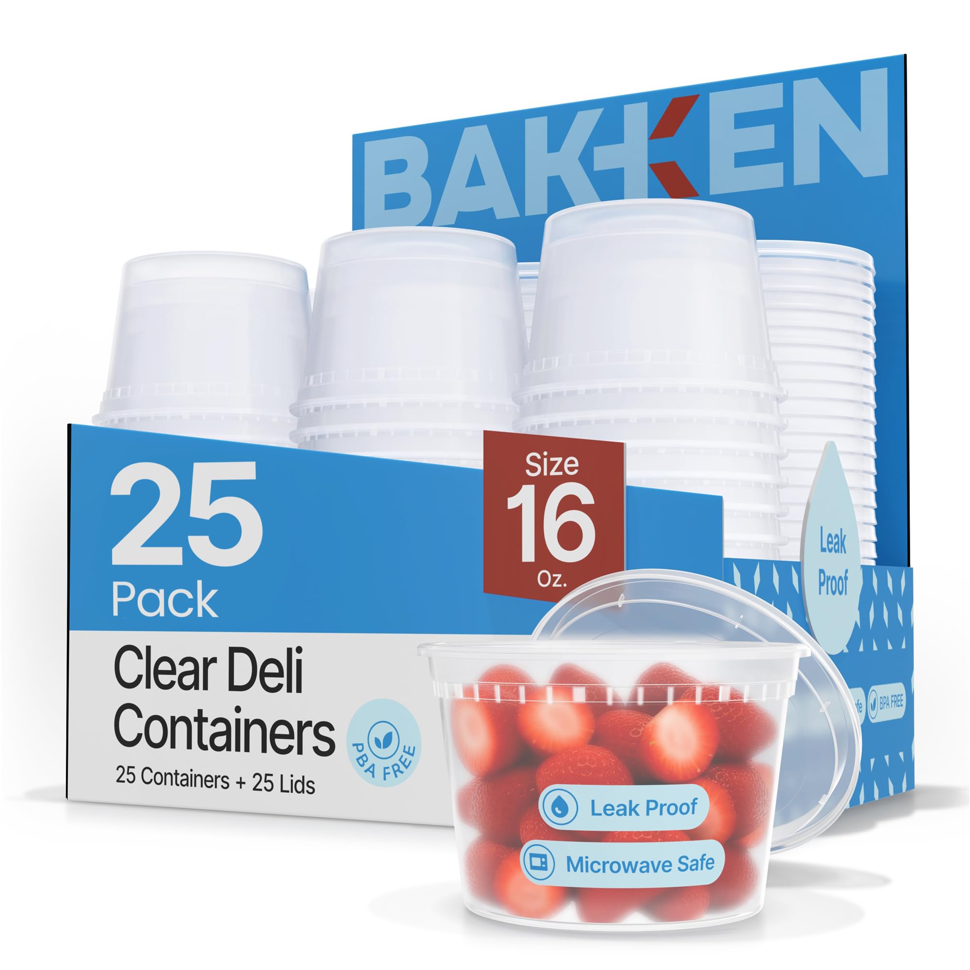 Plastic Deli Containers With Lids 16Oz (Pack Of 25) - Leak-Proof, Bpa-Free Food Storage Containers For Soup, Slime & Meal Prep, 