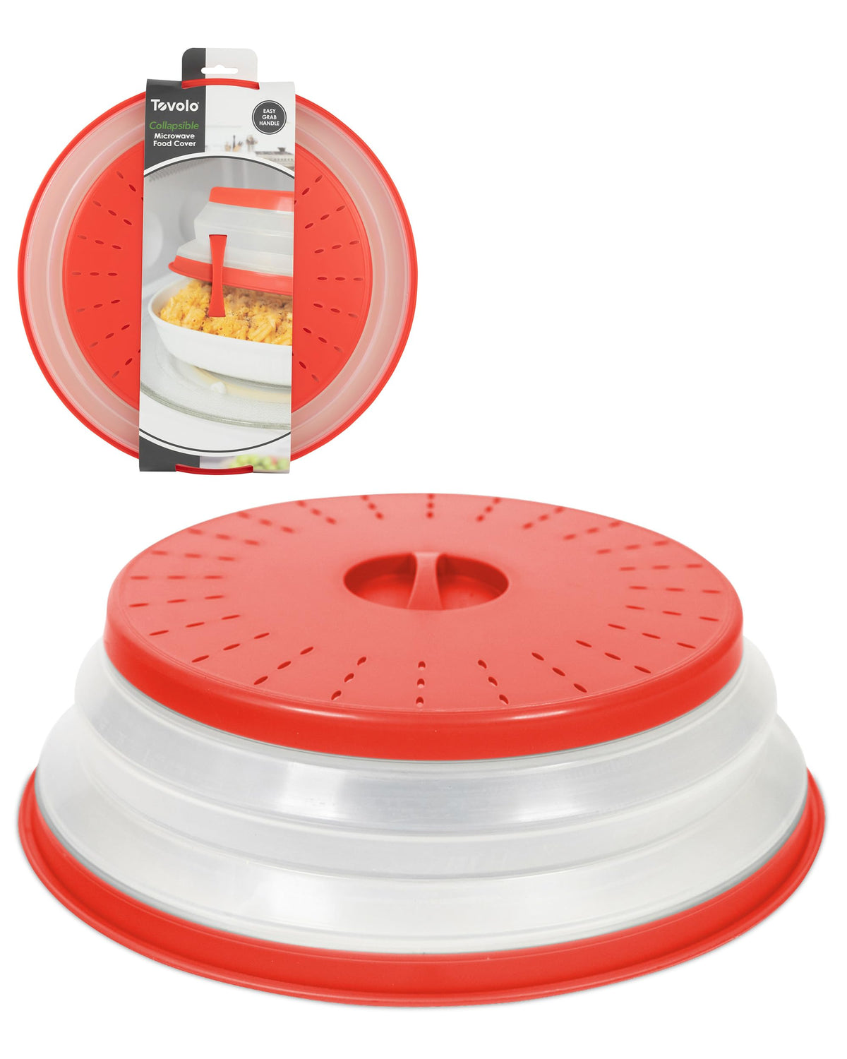 Tovolo Microwave Splatter Cover For Food, Large (Candy Red Apple) - Collapsible & Vented Silicone Splatter Guard Lid - Microwave