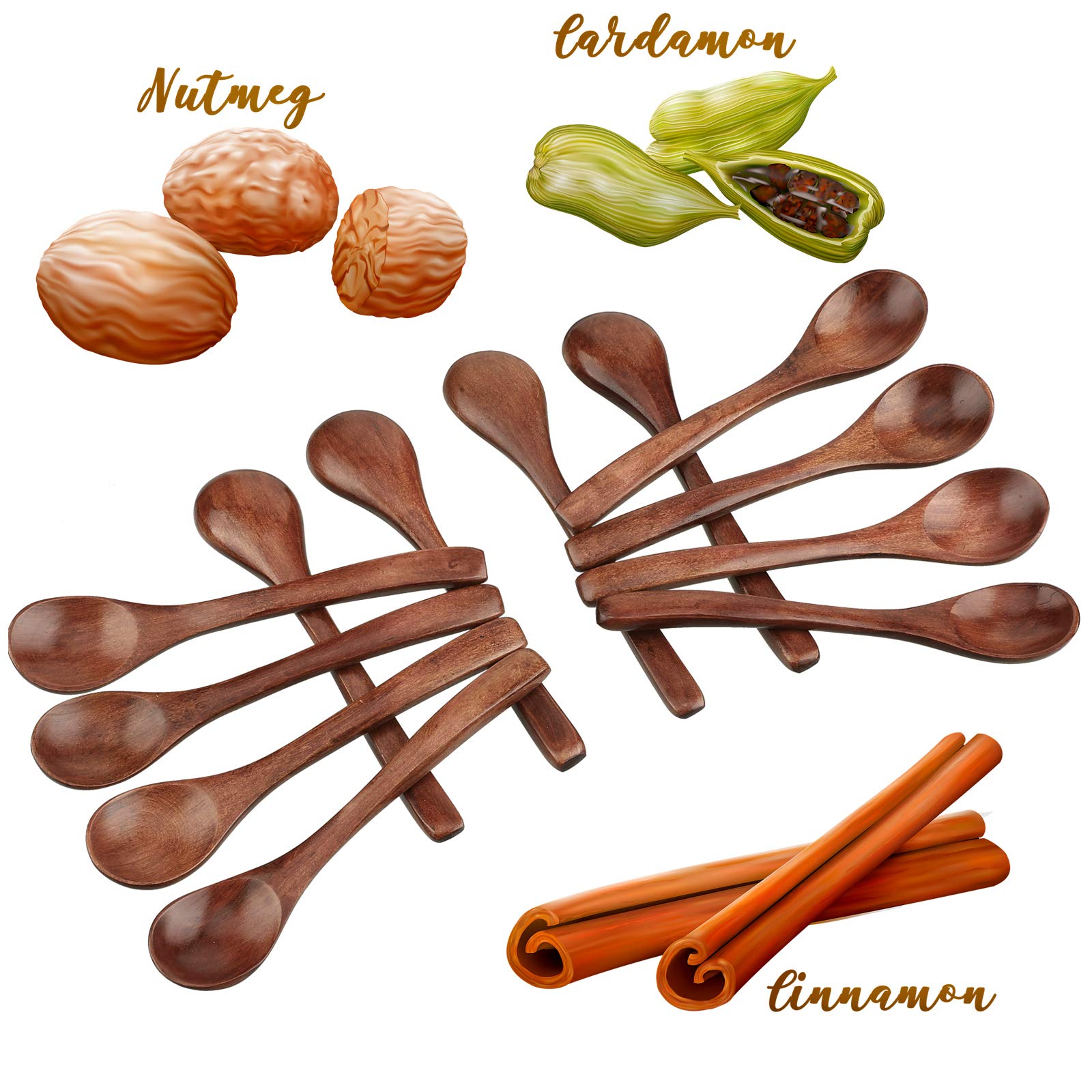 Patelai 12 Pcs Small Wooden Spoons 5 Inch Honey Spoons For Tea Mini Wood Tasting Spoons For Cooking Little Tiny Wooden Eating Se