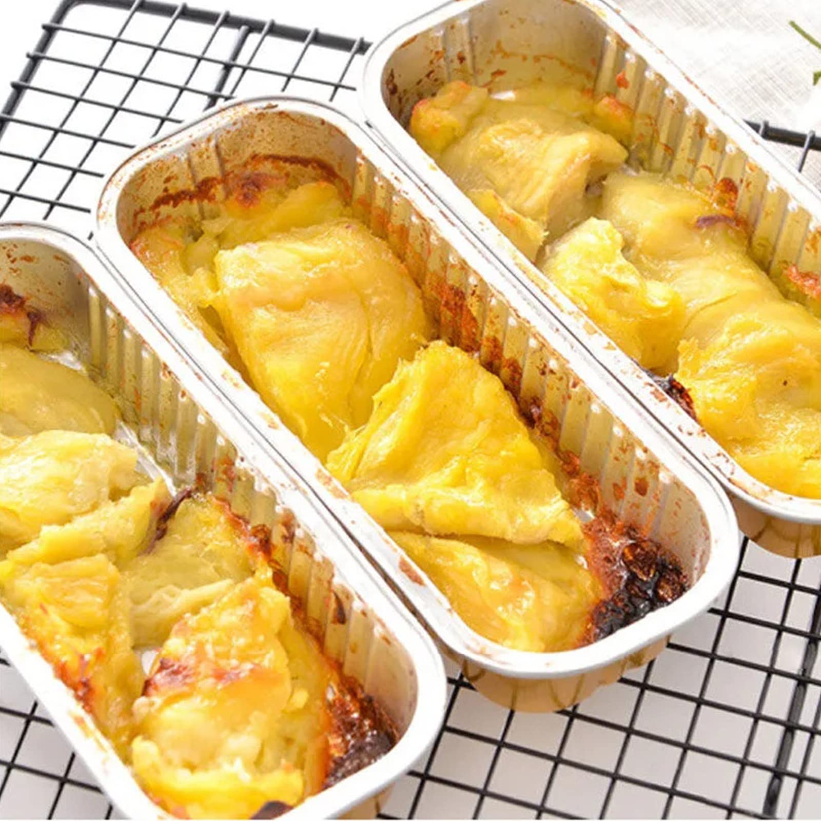 20Pcs Rectangle Mini Loaf Pans With Lids,Mini Cake Pans With Lids,Disposable Ramekins Baking Cups Muffin Tins Cupcake Cups For W