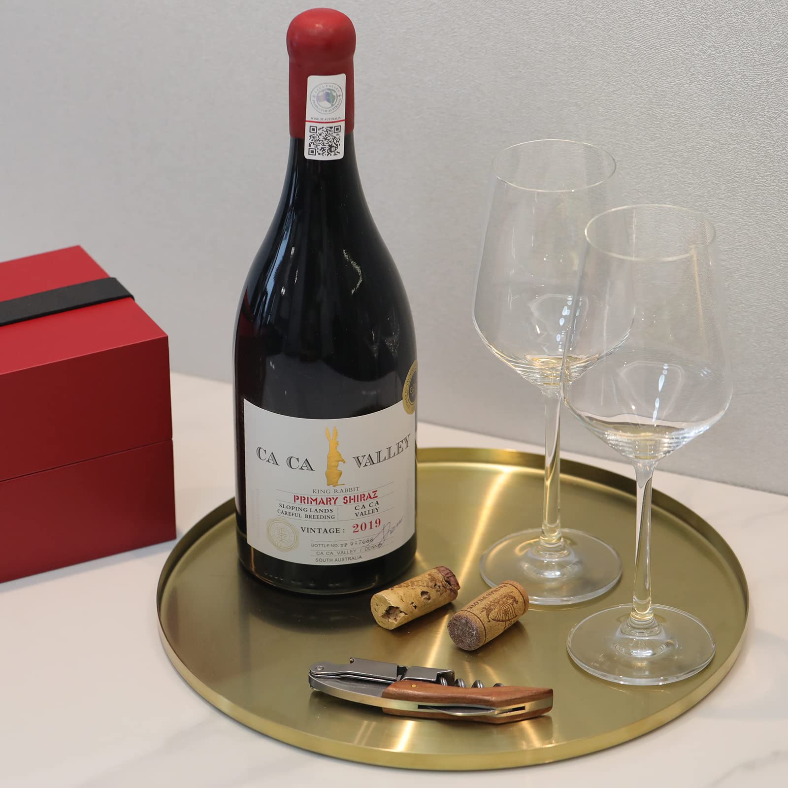 Freelove Brass Gold Serving Tray, Circle Round Decorative Platter, Metal Brushed Decor Plate, 12 Inch Golden Circular Server, De