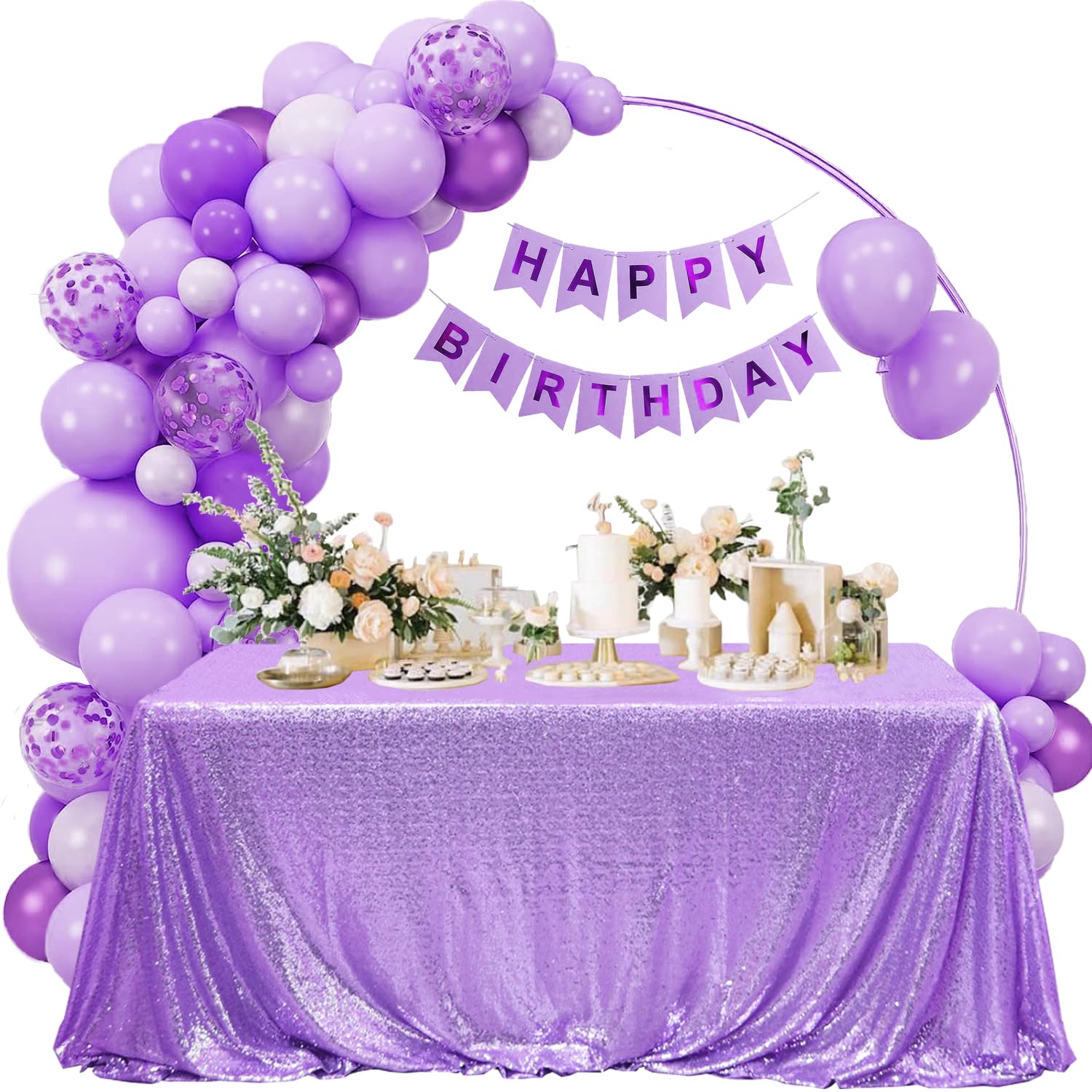 FYLEDAEE Light Purple Sequin Tablecloth Rectangular 50X80 inch Lavender Glitter Shiny Tablecloth for Wedding Baby Shower Birthday Party Dinners Sparkly Tablecloth