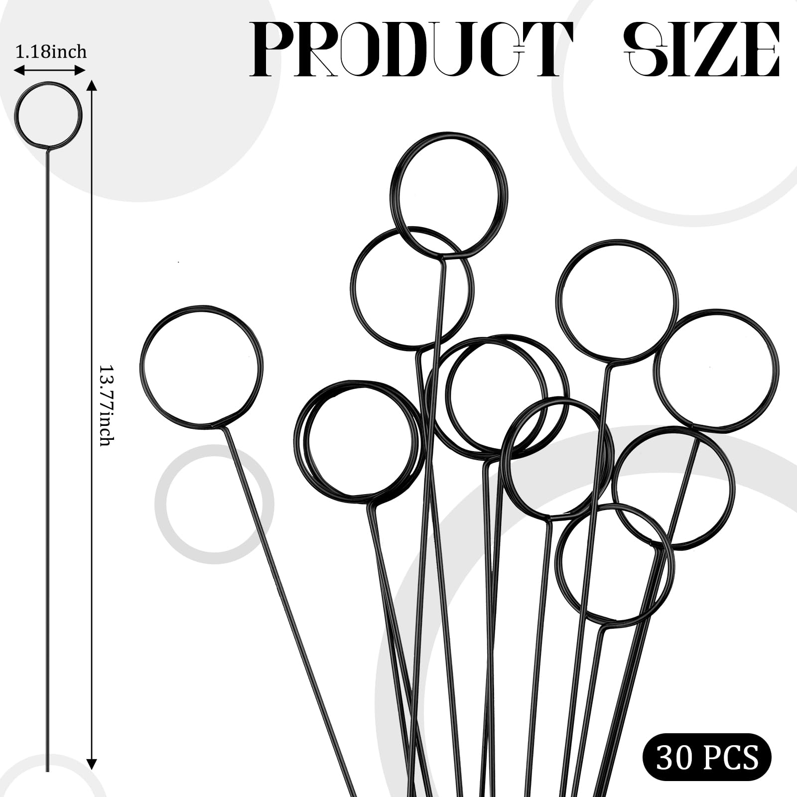 Hotop 30 Pcs Floral Card Holder Pick Metal Wire Flower Place Card Stick 13.4 in Picture Photo Memo Holder Round Floral Gift Stic